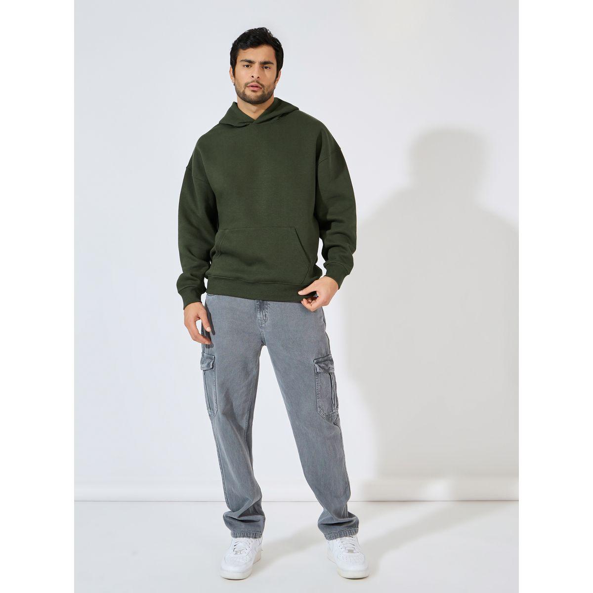 هودي فليس فضفاض مع جيوب كانجارو-men-winterwear-hoodiesandsweatshirts-image-2