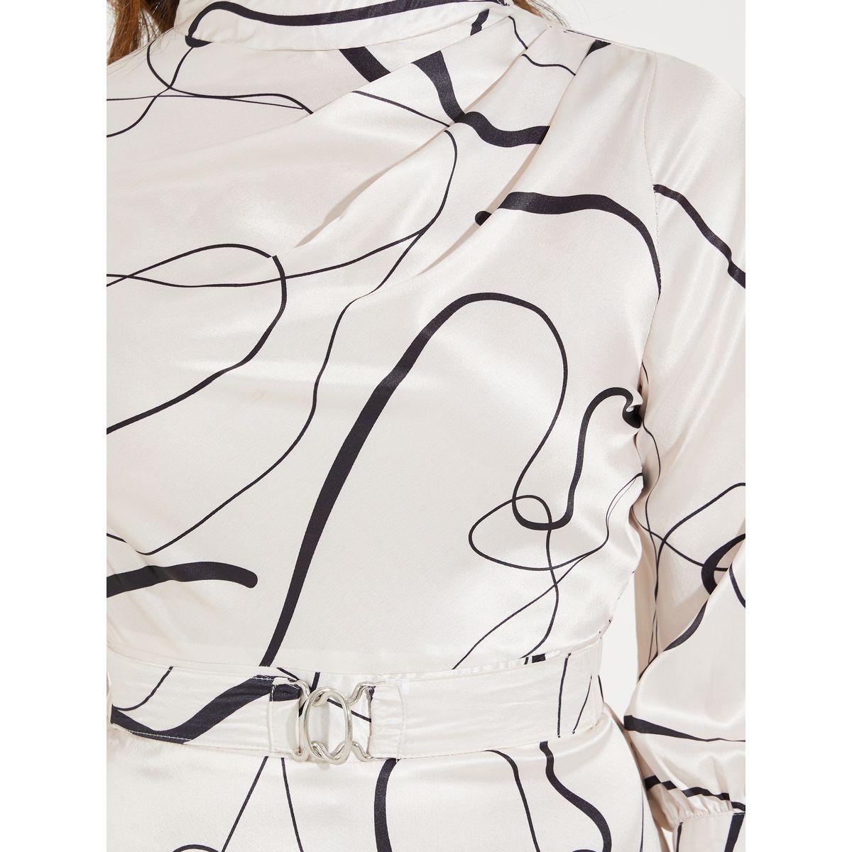 Styli Elevate High Neck Belted Midi Dress with Volume Sleeves-women-clothing-dresses-image-3