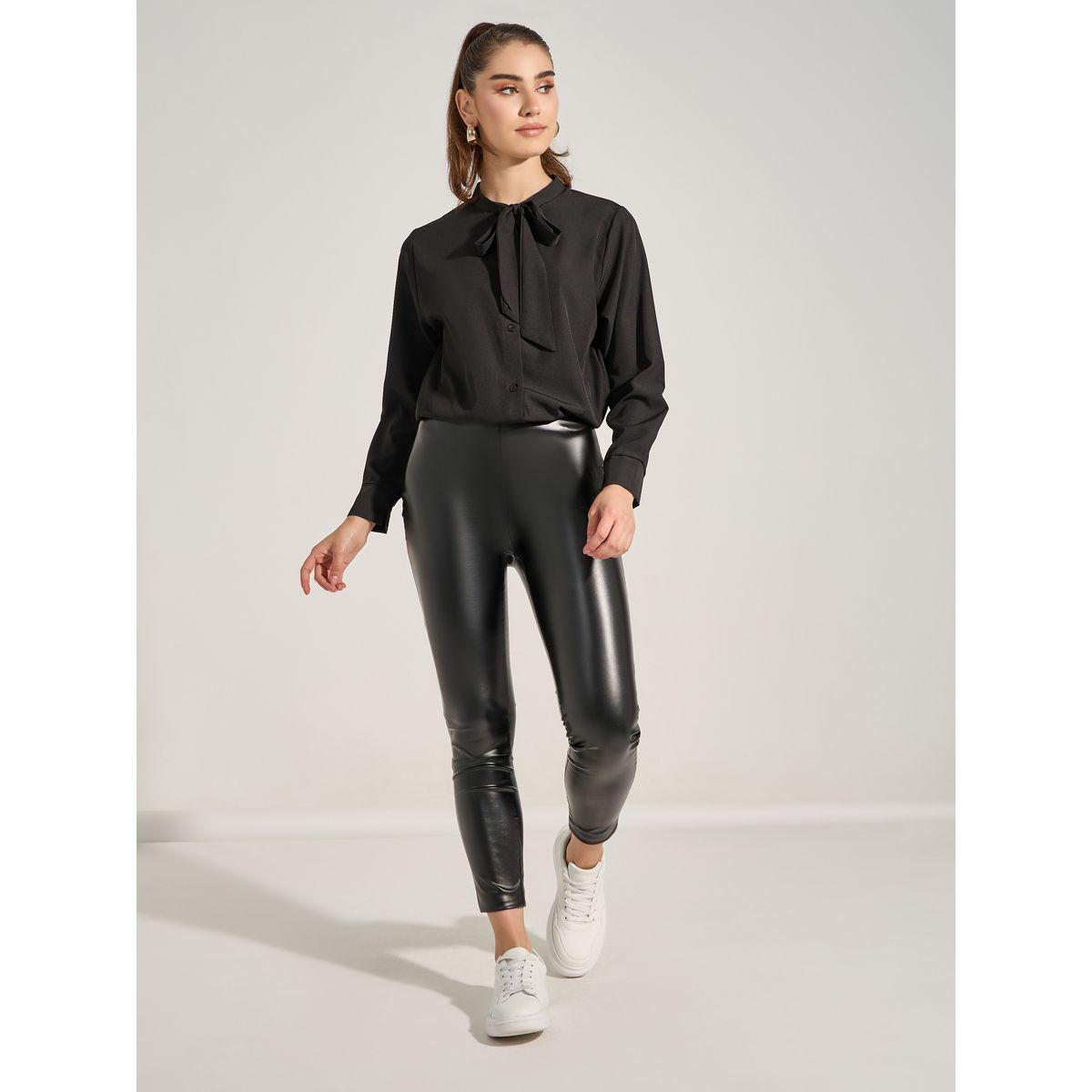 بلوزة سادة مع ياقة بأربطة وازرار-women-clothing-shirtsandblouses-blouses-image-2