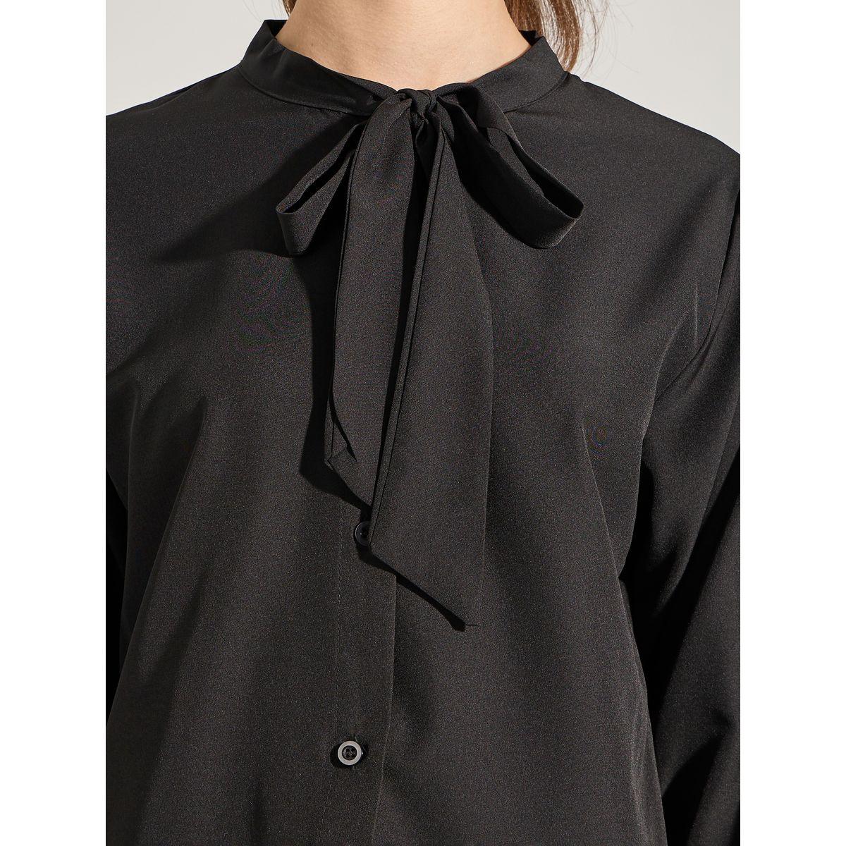 Styli Solid Tie-Up Neck Blouse with Buttons-women-clothing-shirtsandblouses-blouses-image-5