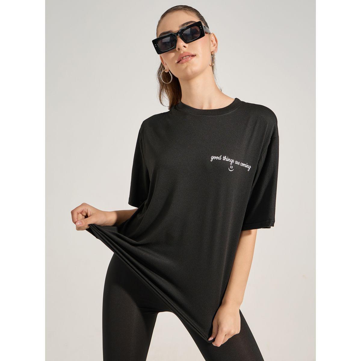 تيشيرت فضفاض مطبع بطبعة كتابة-women-clothing-tshirts-image-1