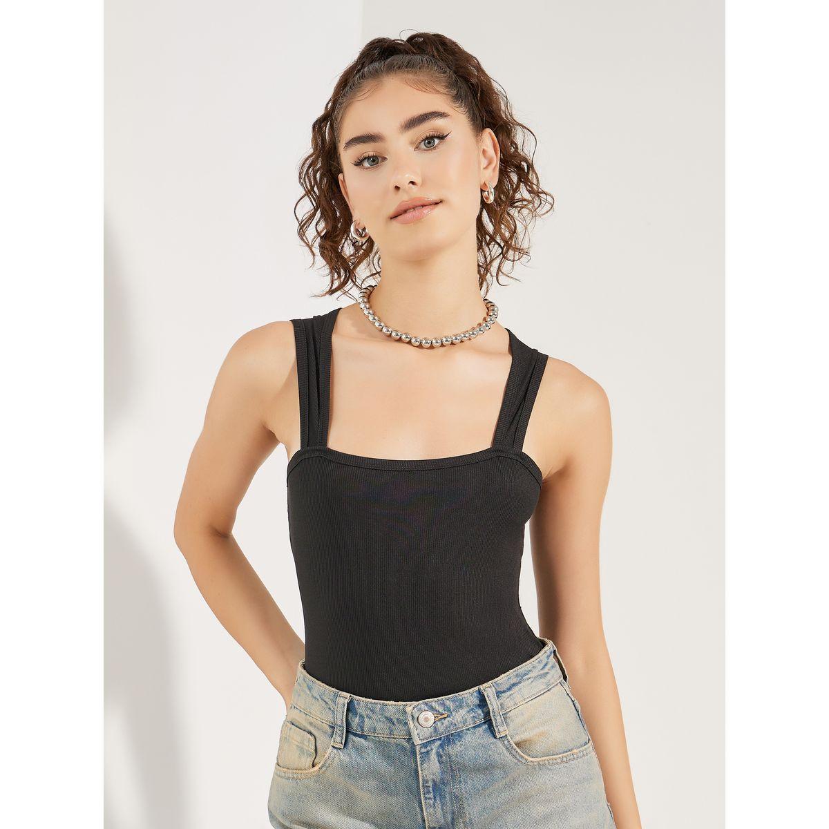 بودي سوت مضلع بياقة واسعة-women-clothing-tshirts-image-2