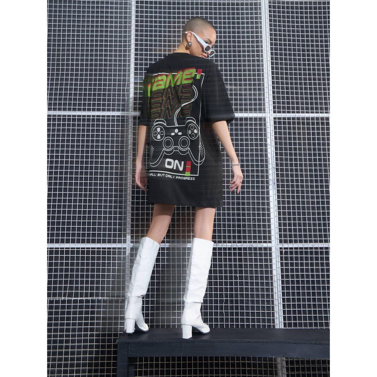 Sassafras X Styli  Game On Graphic Print Oversized T-Shirt Dress-women-clothing-dresses-image-6
