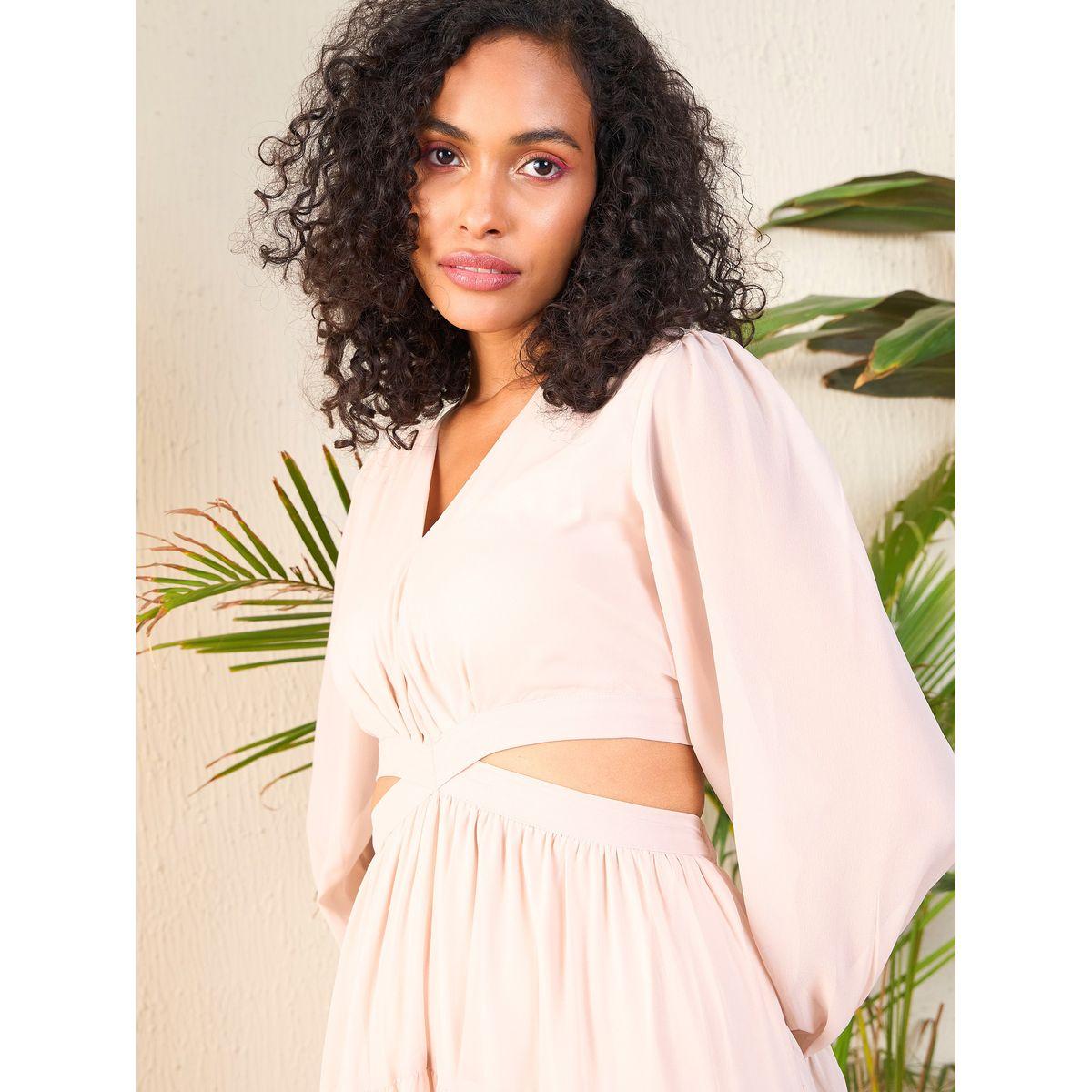 Sassafras X Styli  Cut-Out Waistband Detail V Neck Maxi Dress-women-clothing-dresses-image-4