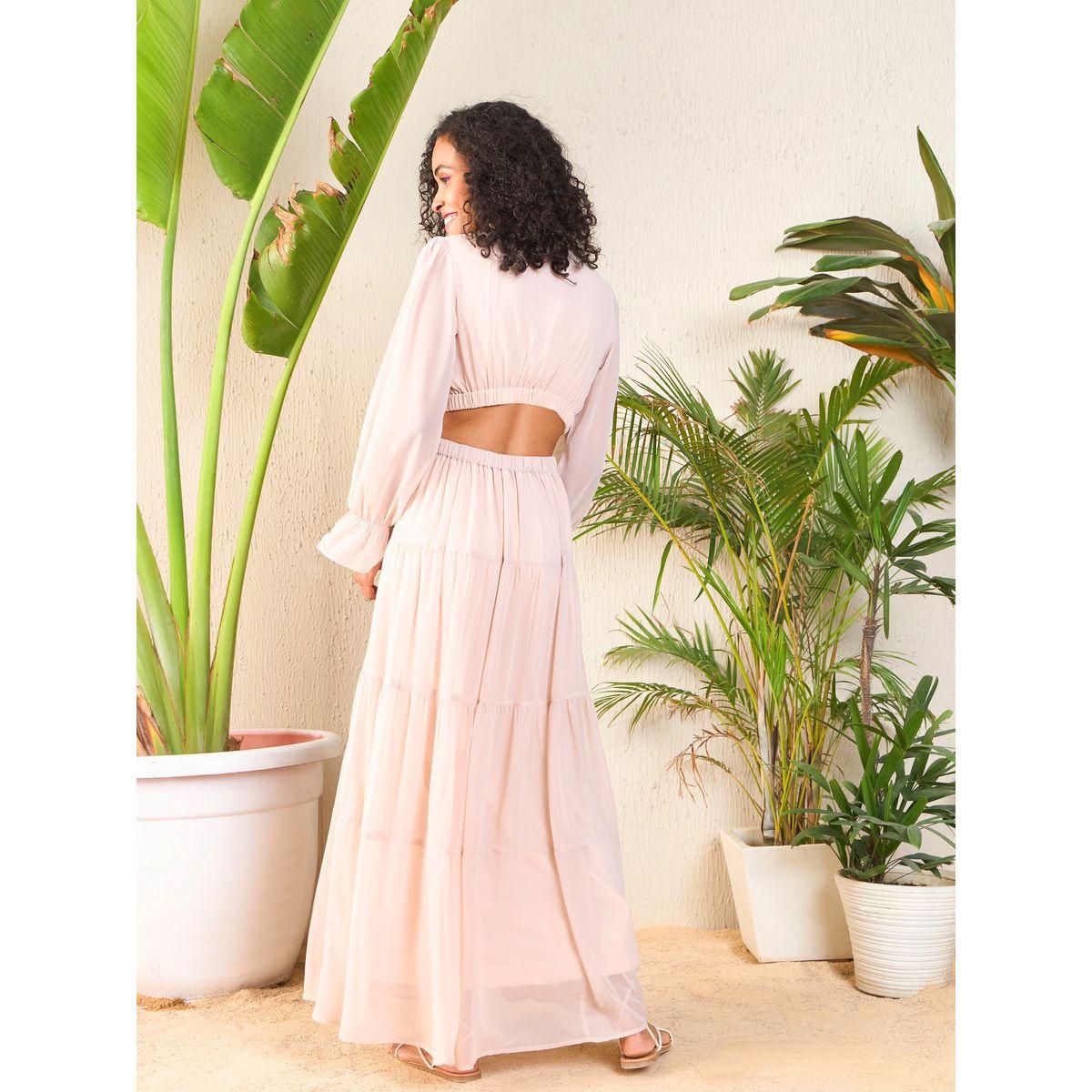 Sassafras X Styli  Cut-Out Waistband Detail V Neck Maxi Dress-women-clothing-dresses-image-5