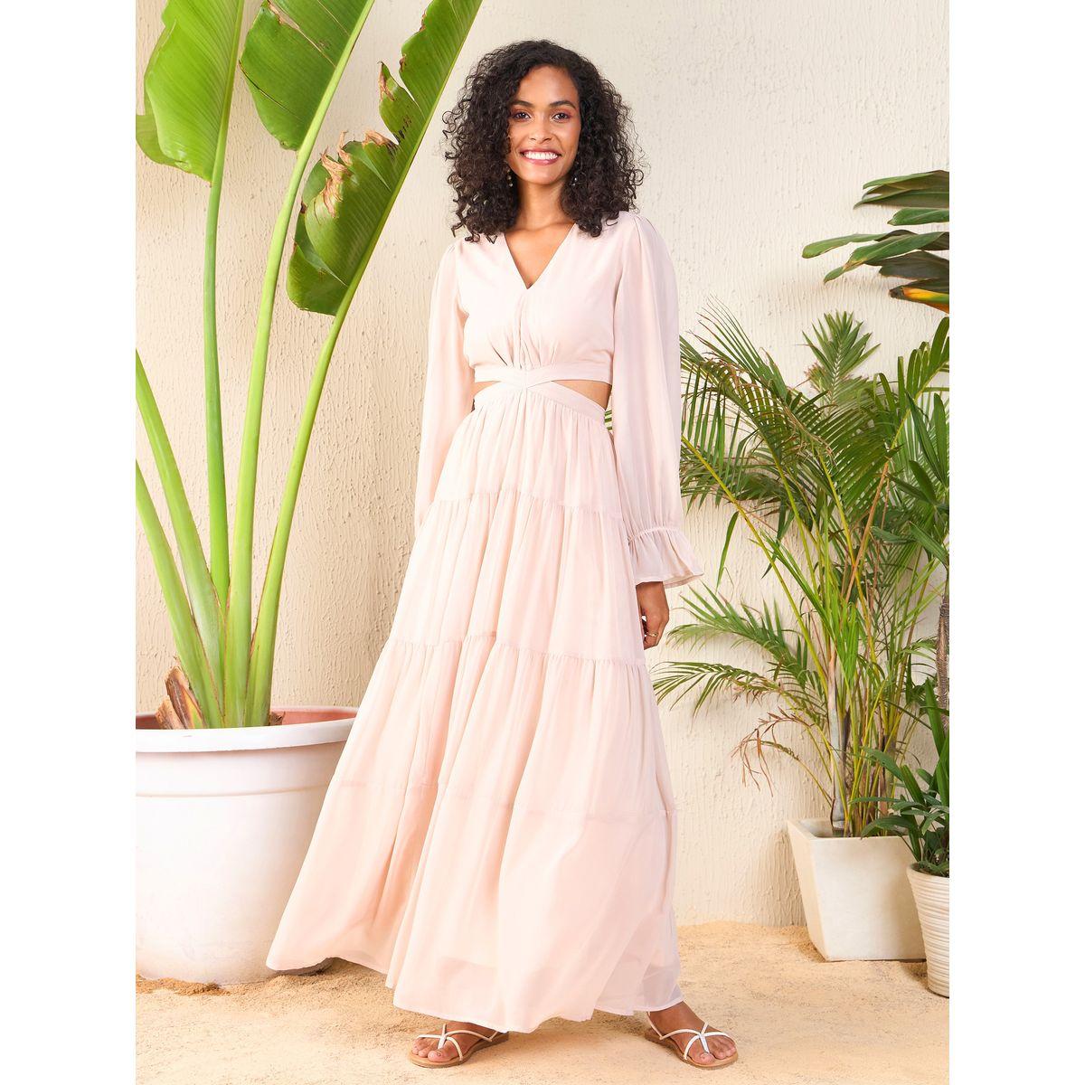 Sassafras X Styli  Cut-Out Waistband Detail V Neck Maxi Dress-women-clothing-dresses-image-6