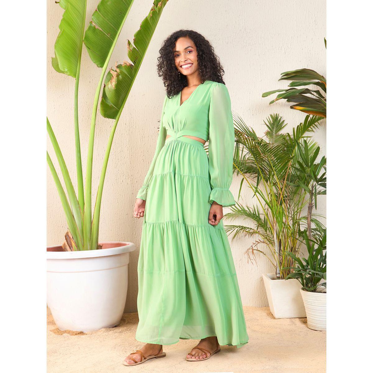 فستان طويل مزين بفتحات وطبقات ساسافراس × ستايلي-women-clothing-dresses-image-3