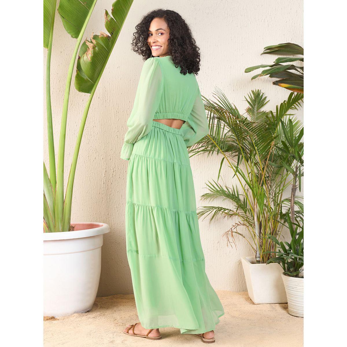 Sassafras X Styli  Cut-Out Waistband Detail V Neck Maxi Dress-women-clothing-dresses-image-5