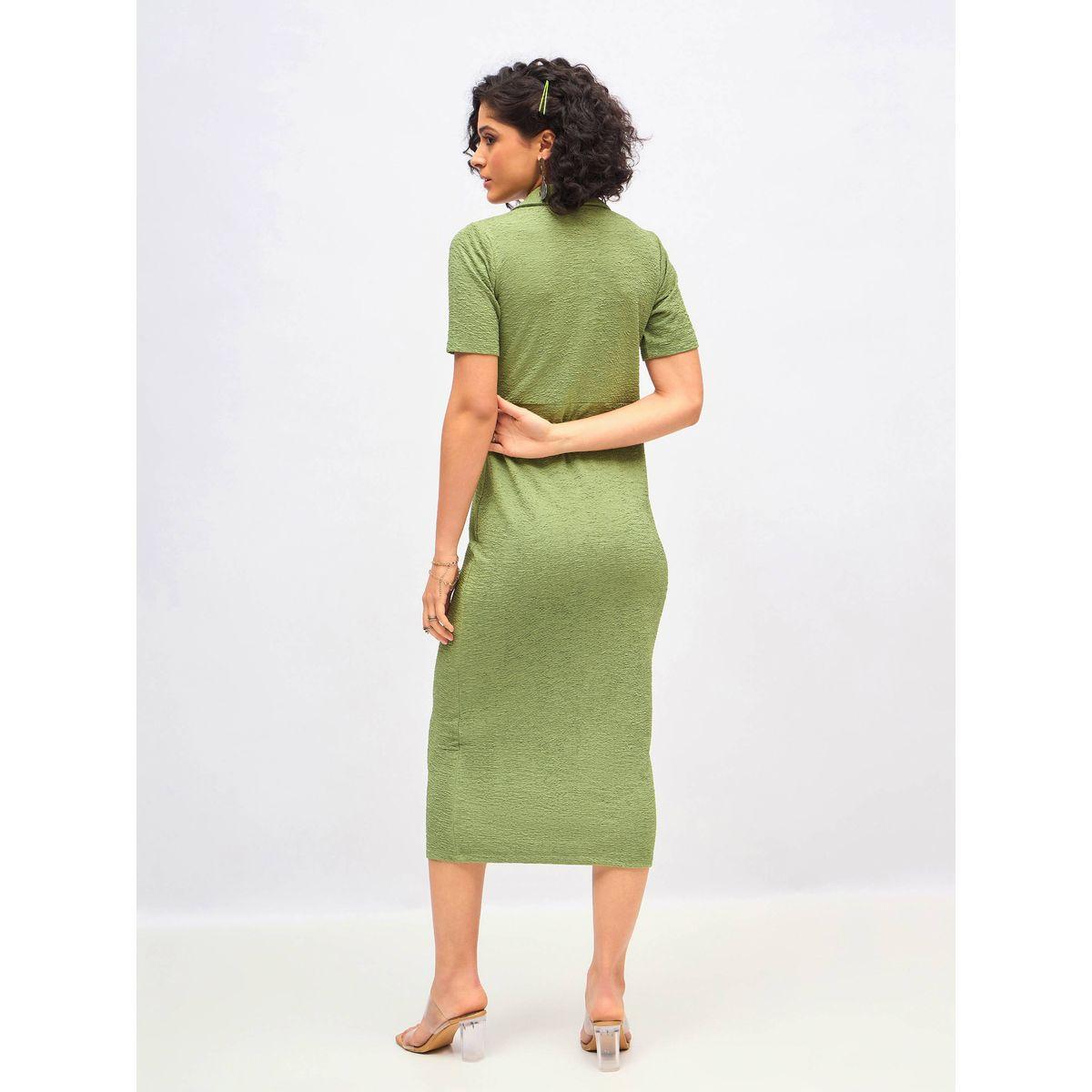 فستان ميدي ضيق بتفاصيل محبوكة مع ازرار غلق ساسافراس × ستايلي-women-clothing-dresses-image-5