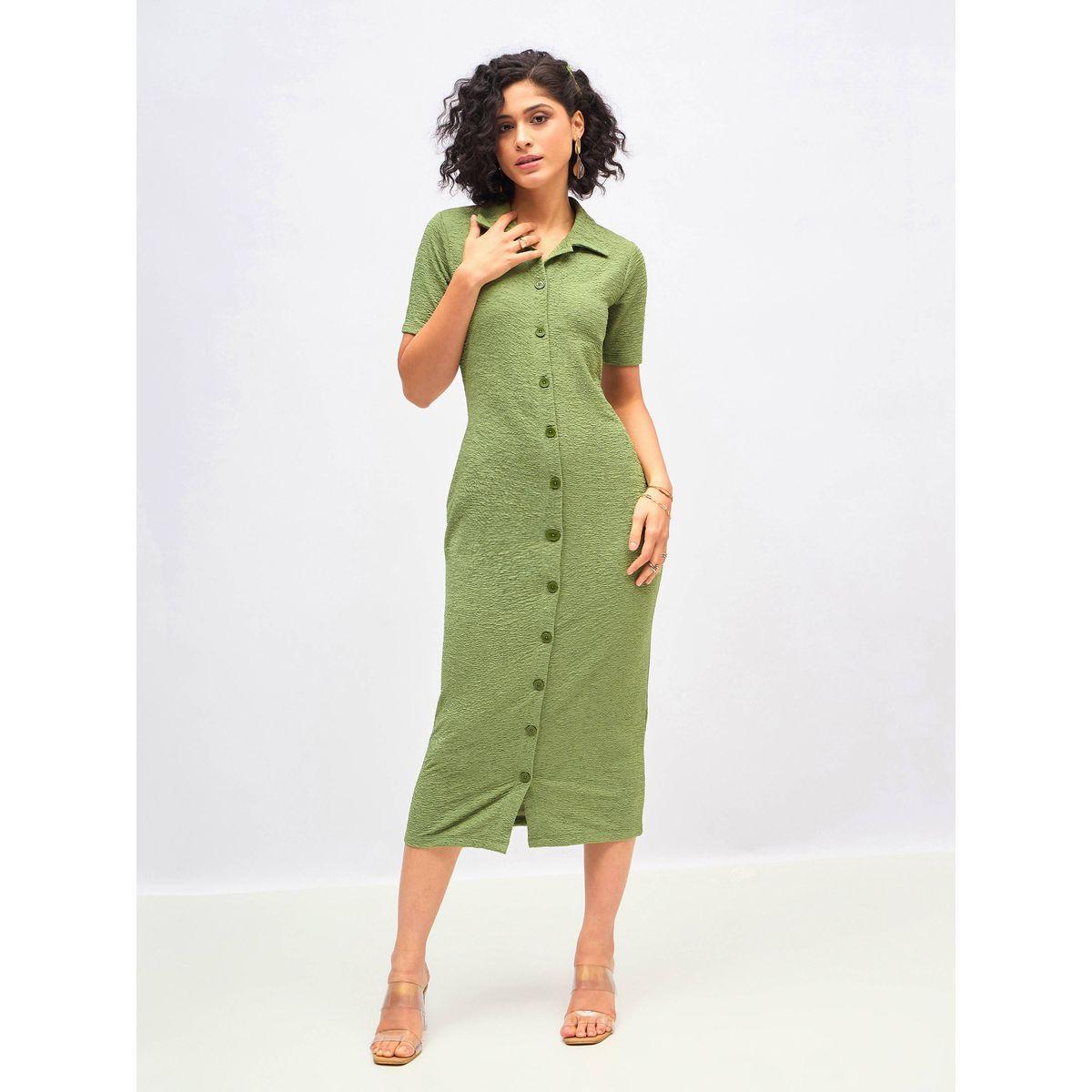 فستان ميدي ضيق بتفاصيل محبوكة مع ازرار غلق ساسافراس × ستايلي-women-clothing-dresses-image-6