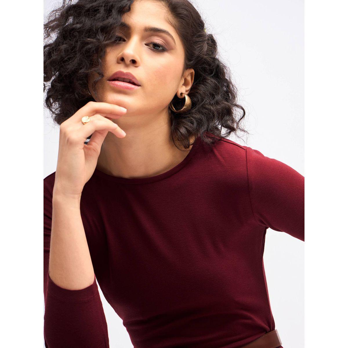فستان ميدي ضيق مزين بكسرات وتفاصيل مزمومة ساسافراس × ستايلي-women-clothing-dresses-image-4