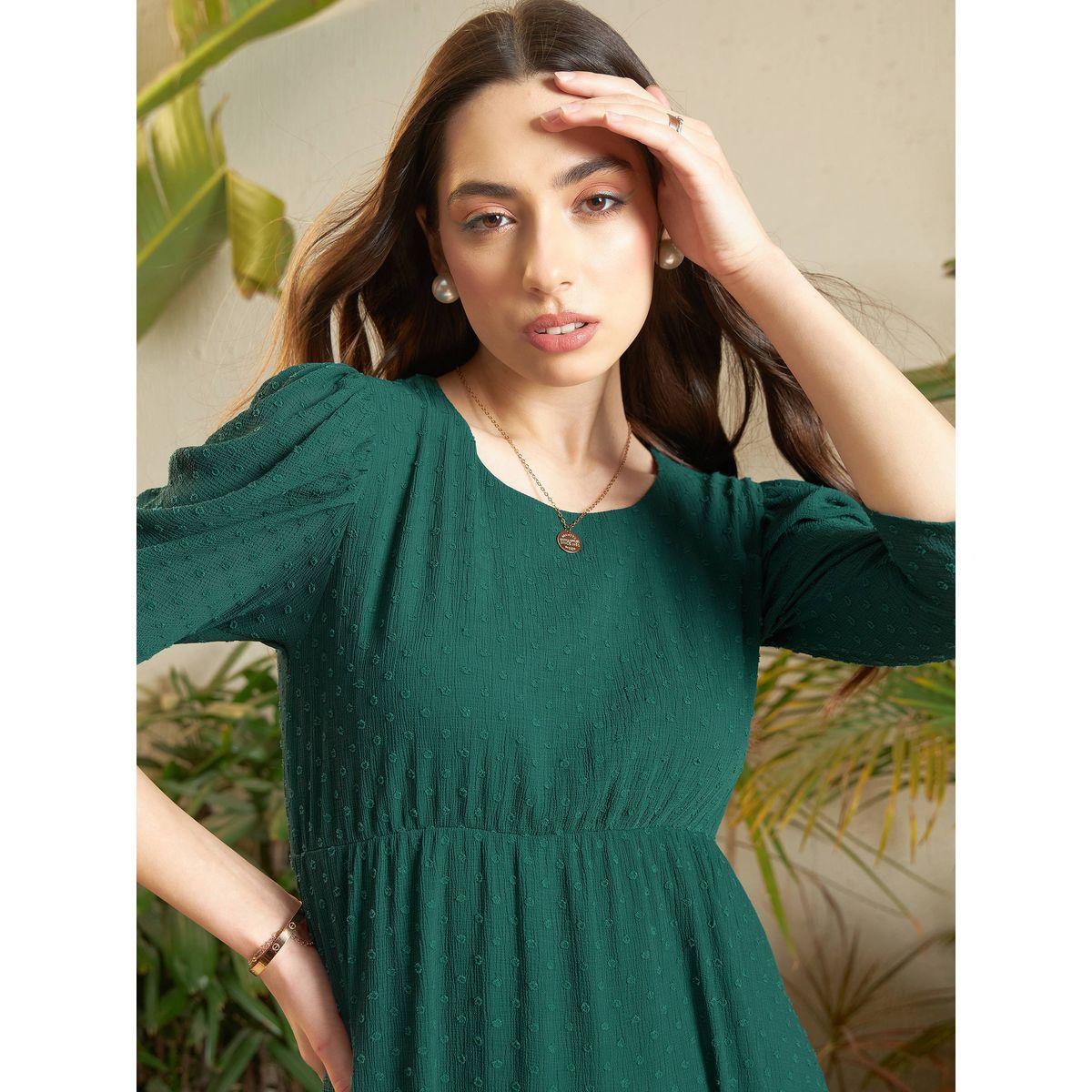 Sassafras X Styli  Dobby Tiered Midi Dress with Puff Sleeves-women-clothing-dresses-image-4