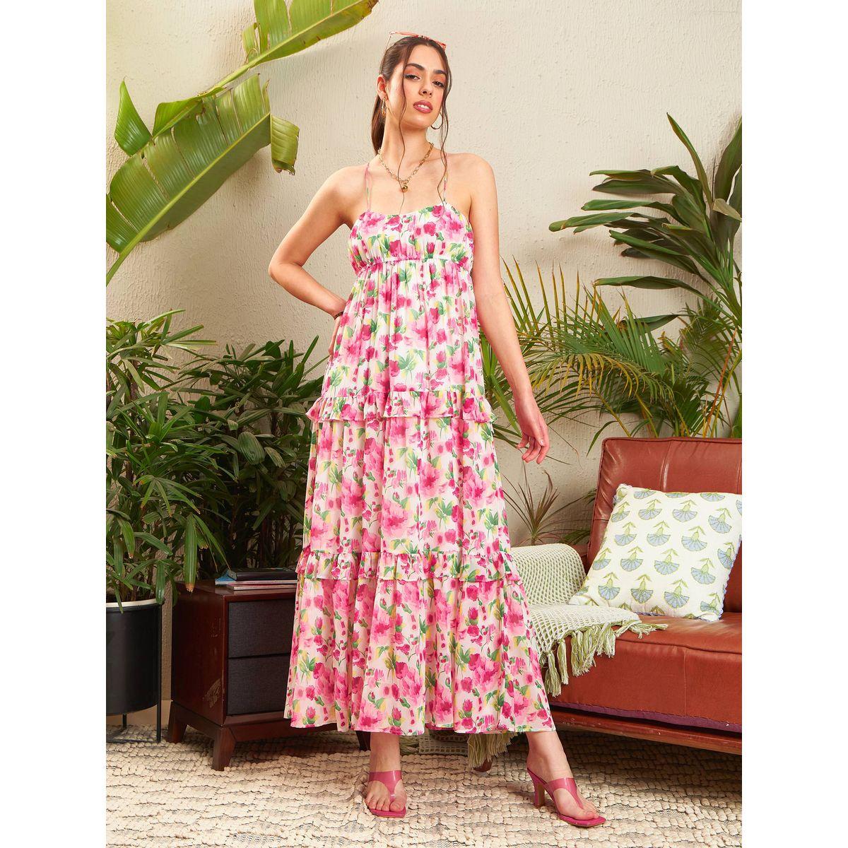 Sassafras X Styli  Floral Strappy Ruffled Maxi Dress-women-clothing-dresses-image-1
