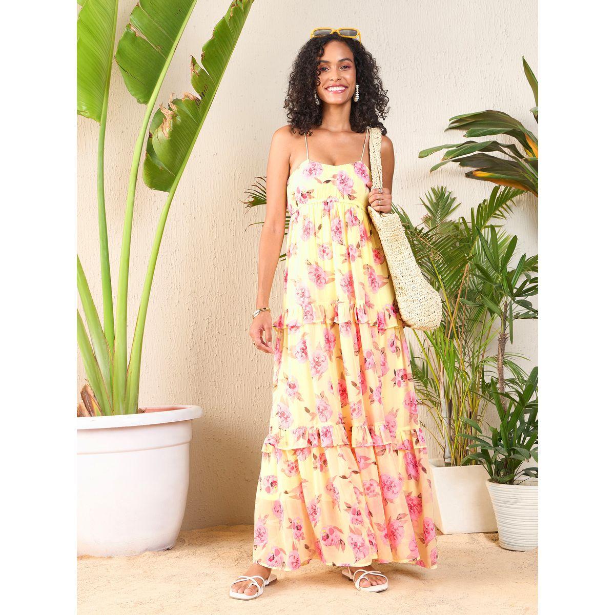 Sassafras X Styli  Floral Strappy Ruffled Maxi Dress-women-clothing-dresses-image-1