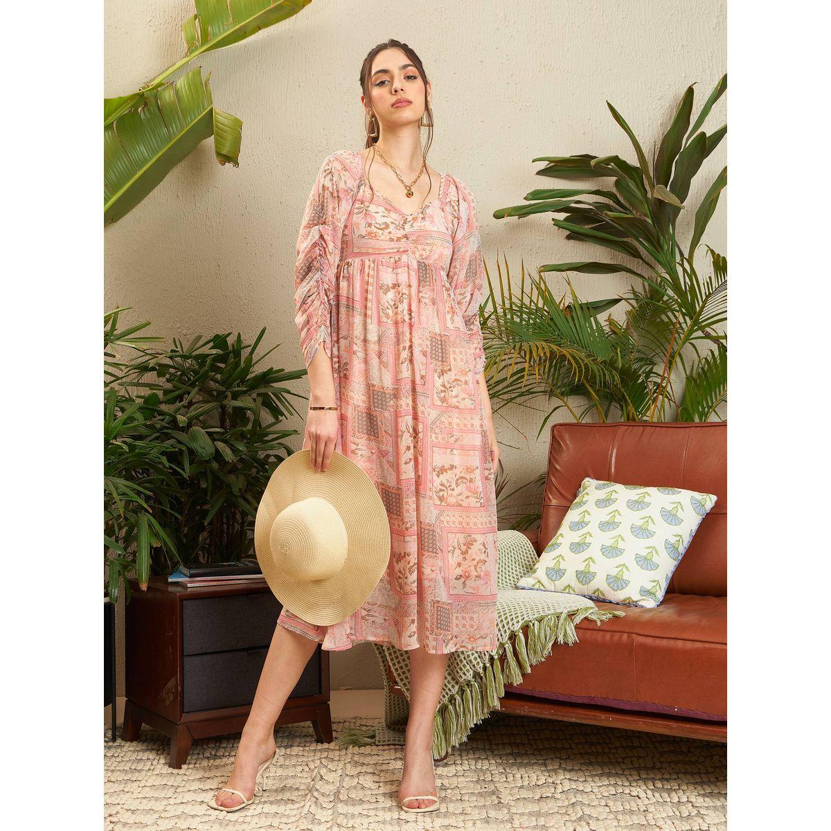 فستان ميدي بياقة على شكل قلب ساسافراس × ستايلي-women-clothing-dresses-image-2