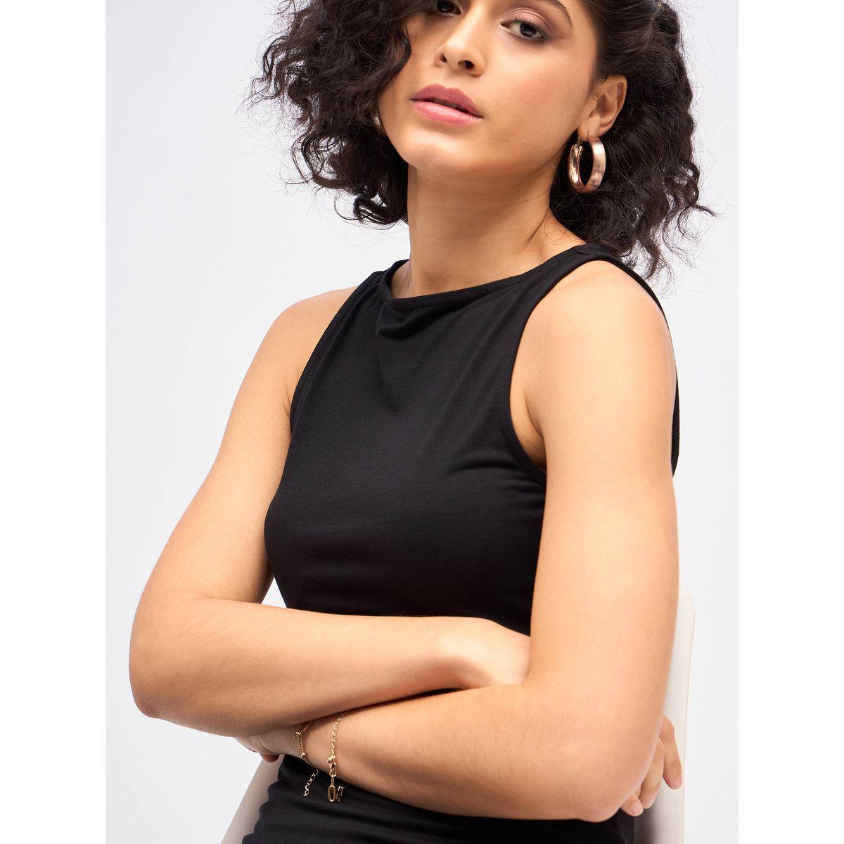 فستان ميدي جيرسيه ضيق بياقة ريسر ساسافراس × ستايلي-women-clothing-dresses-image-4