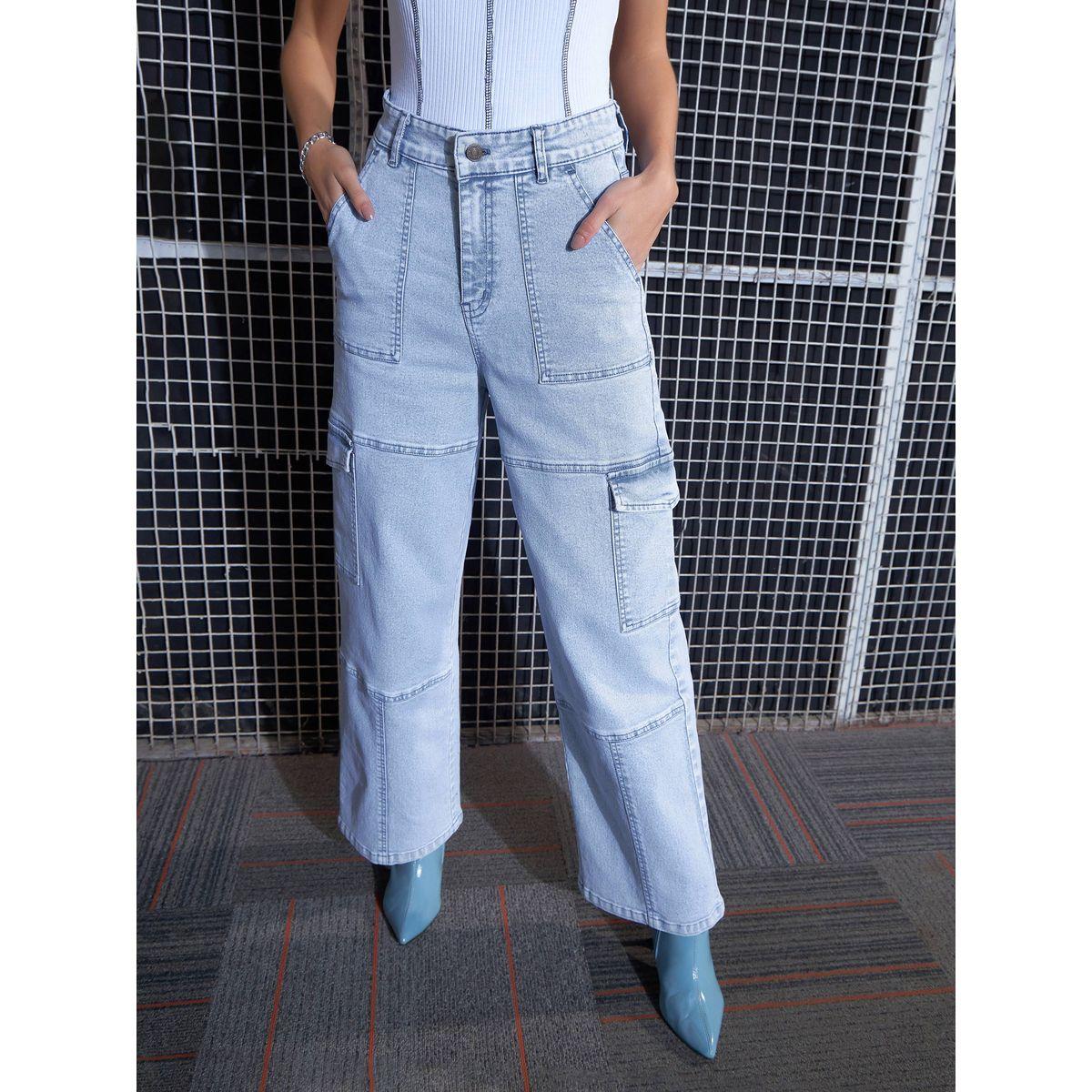 Sassafras X Styli  Cargo Straight Jeans with Belt Loops-women-clothing-bottoms-jeans-image-1