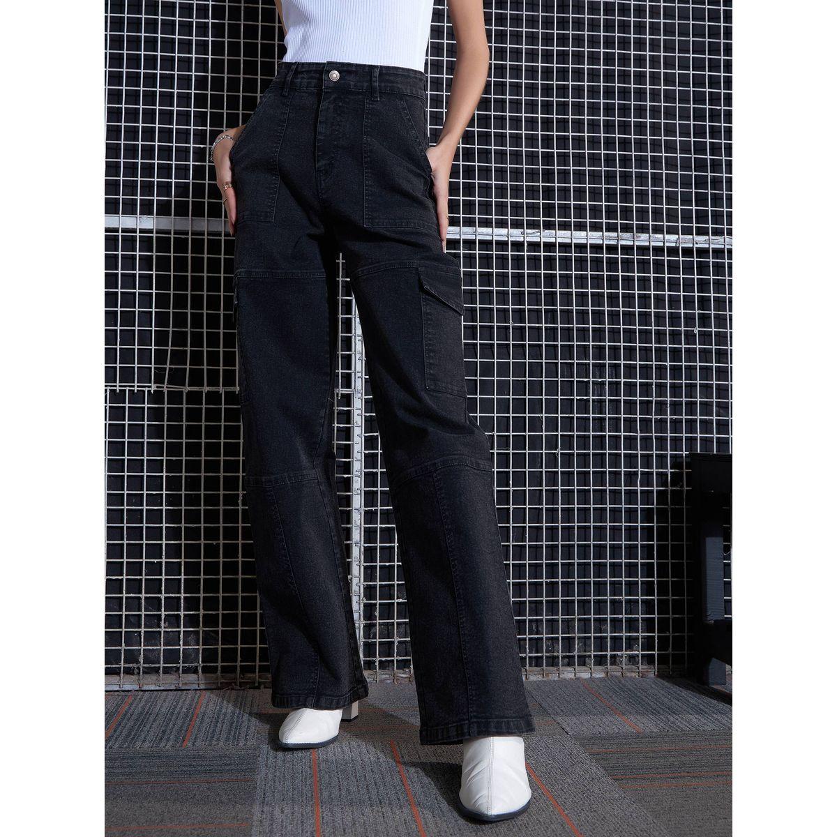 Sassafras X Styli  Cargo Straight Jeans with Belt Loops-women-clothing-bottoms-jeans-image-1