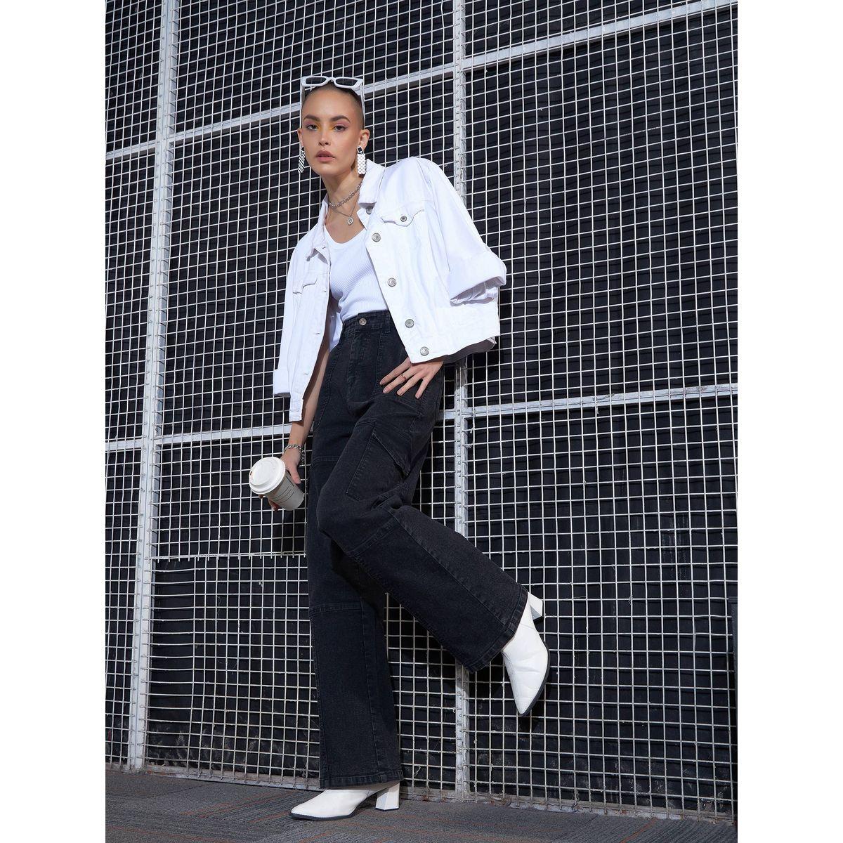 جينز كارجو بارجل مستقيمة مع فتحات حزام ساسافراس × ستايلي-women-clothing-bottoms-jeans-image-2