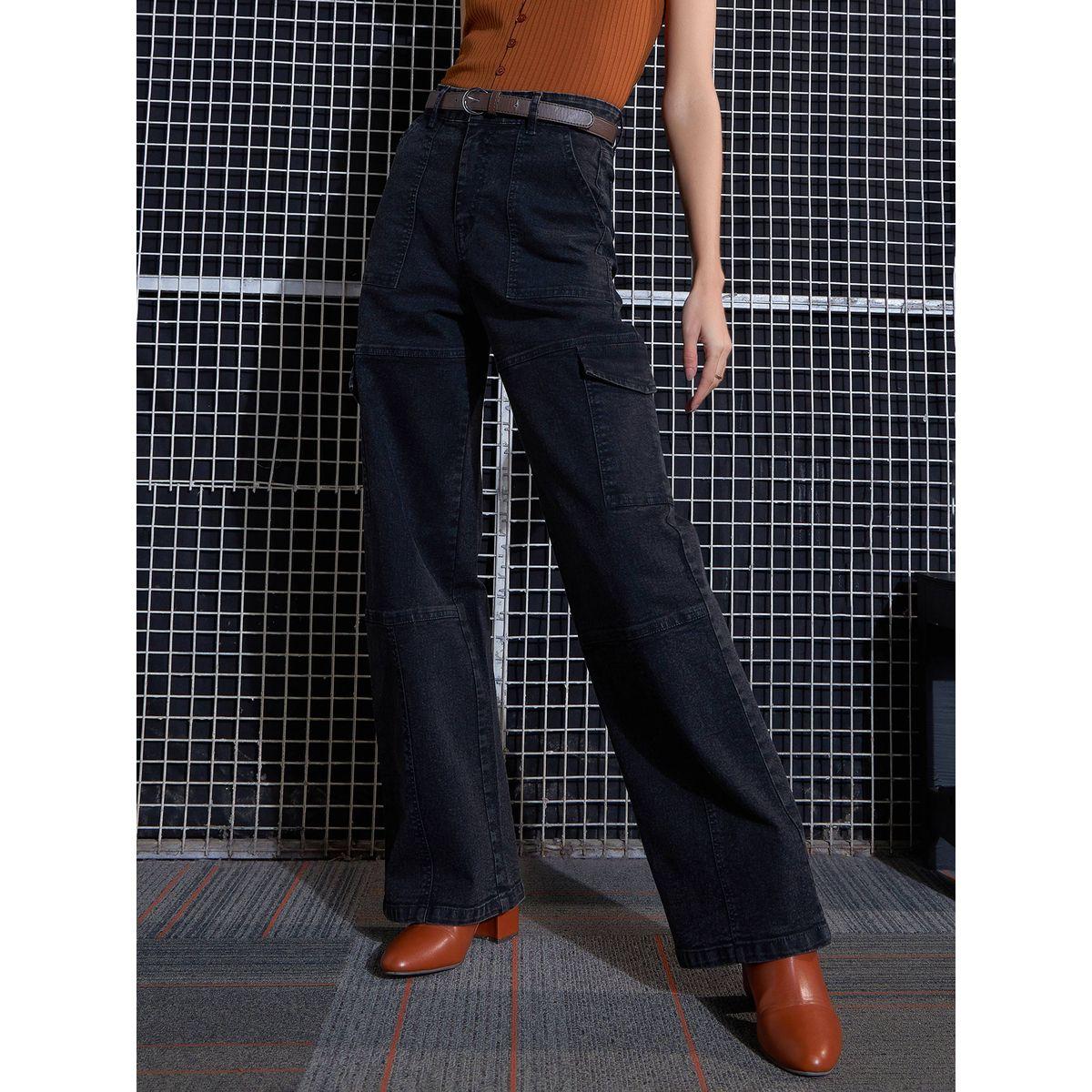 جينز كارجو بارجل مستقيمة مع فتحات حزام ساسافراس × ستايلي-women-clothing-bottoms-jeans-image-7