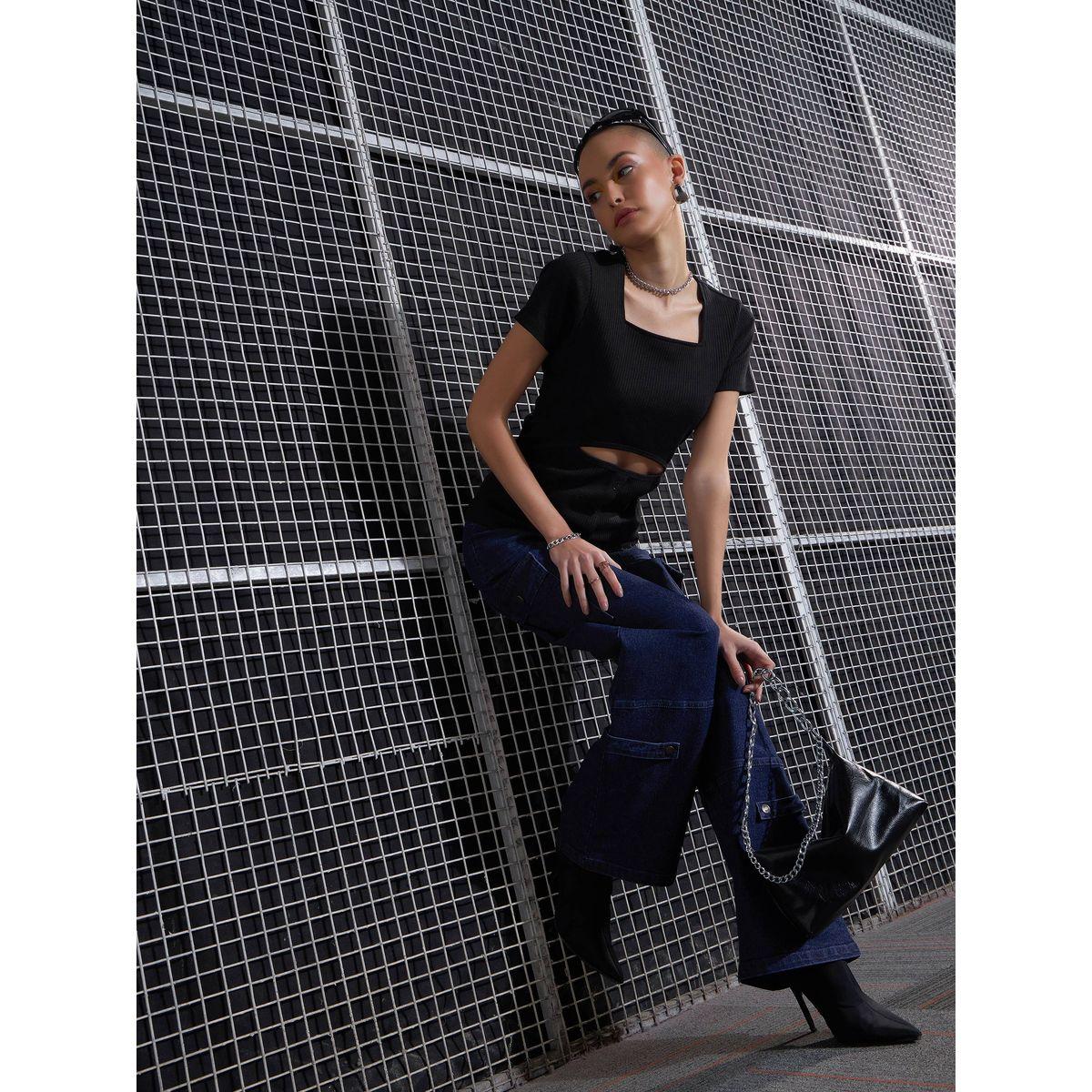 جينز كارجو بقصة مستقيمة مع ازرار ساسافراس × ستايلي-women-clothing-bottoms-jeans-image-6