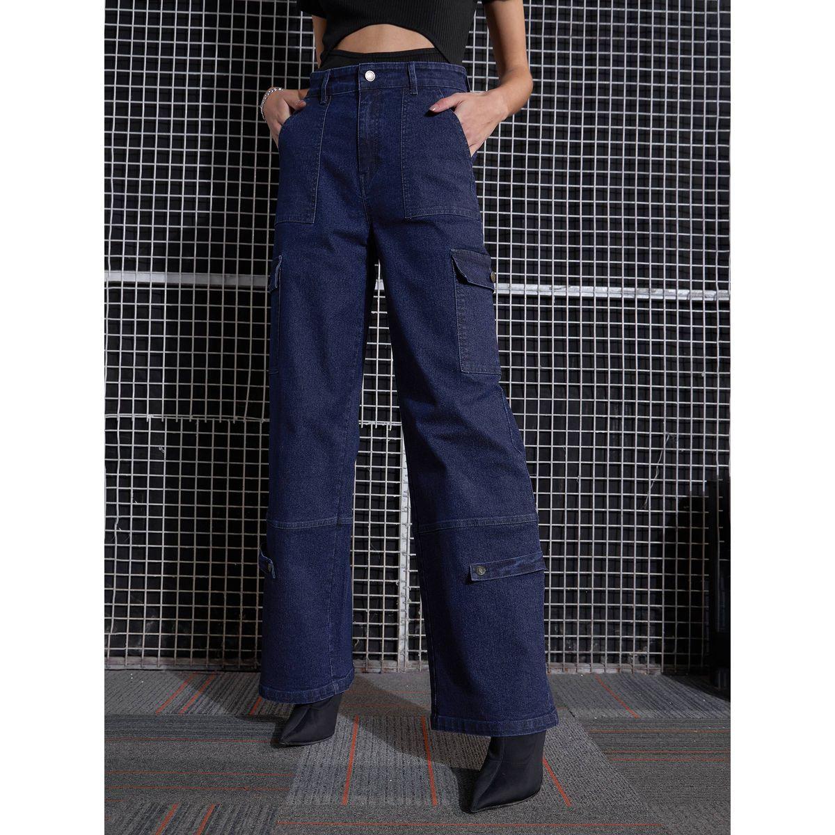 جينز كارجو بقصة مستقيمة مع ازرار ساسافراس × ستايلي-women-clothing-bottoms-jeans-image-7