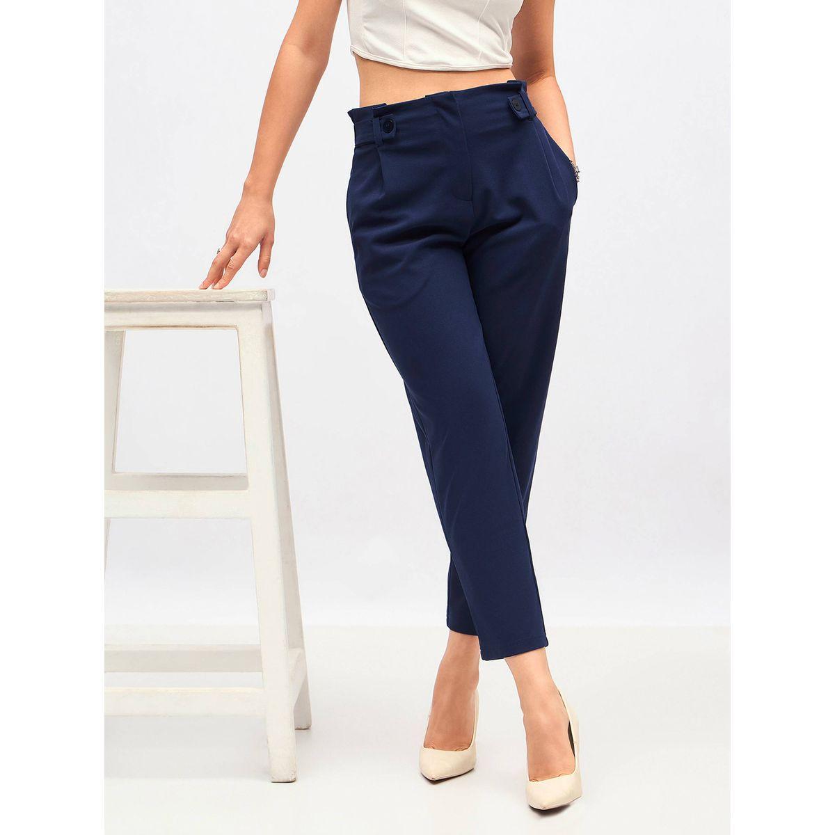 بنطال بخصر بيبر باغ مع ازرار امامية ساسافراس × ستايلي-women-clothing-bottoms-trousers-image-1