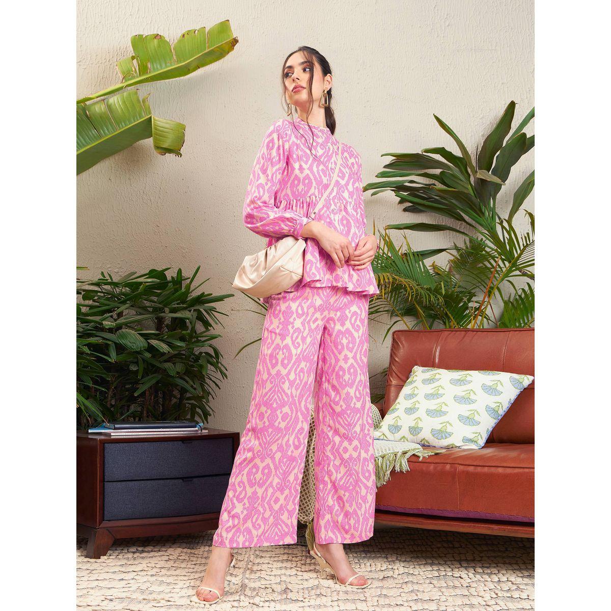 Sassafras X Styli  Ikat Print Tiered Shirt with Palazzo Pants Co-Ords-women-clothing-coordsets-image-2