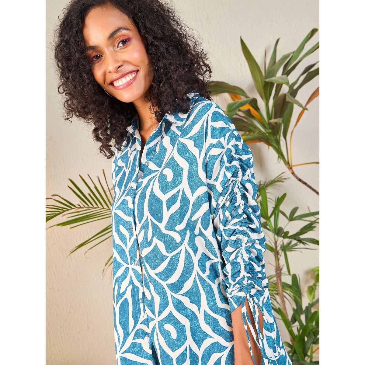 Sassafras X Styli  Abstract Print Shirt & Cargo Pants Co-Ords-women-clothing-coordsets-image-4
