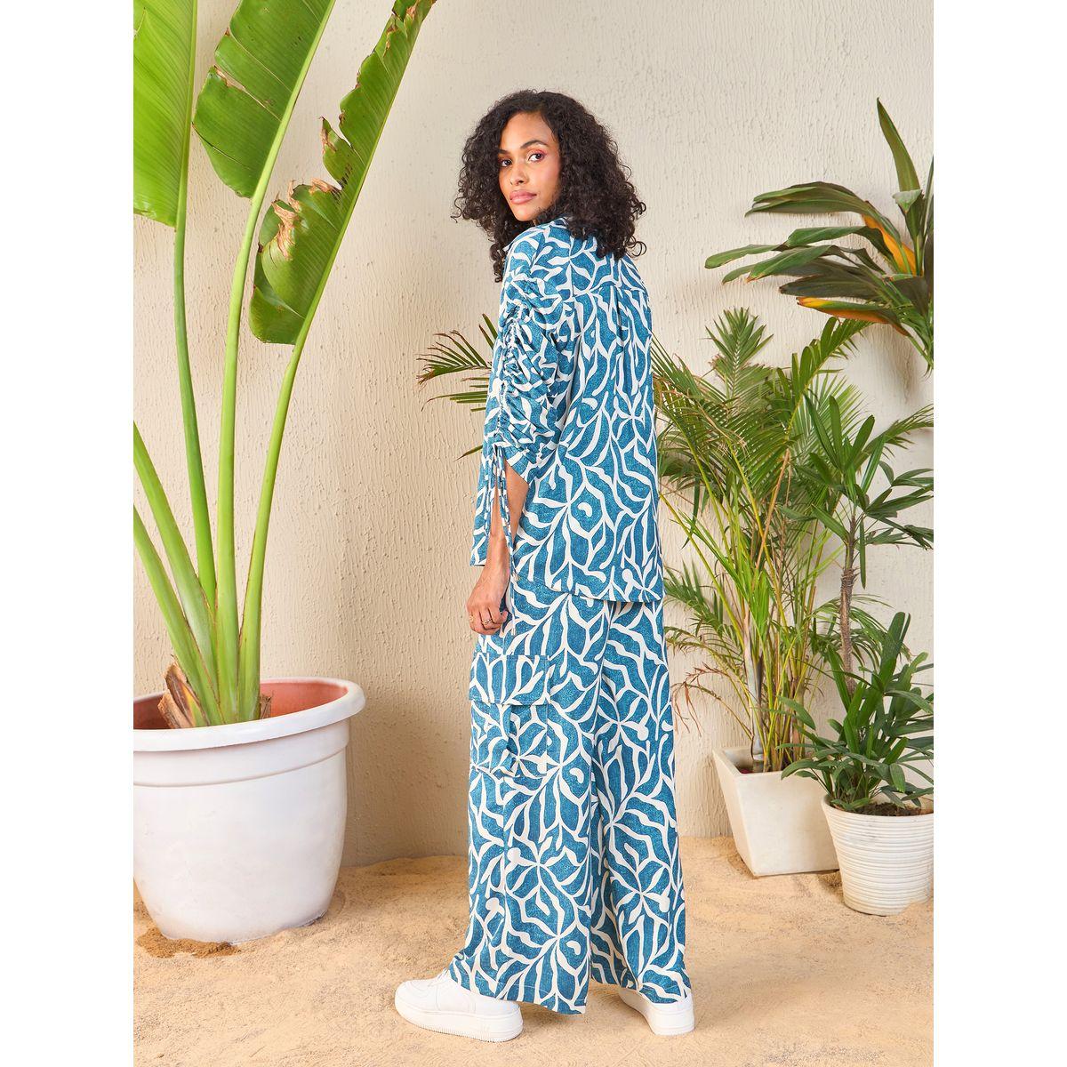 Sassafras X Styli  Abstract Print Shirt & Cargo Pants Co-Ords-women-clothing-coordsets-image-6