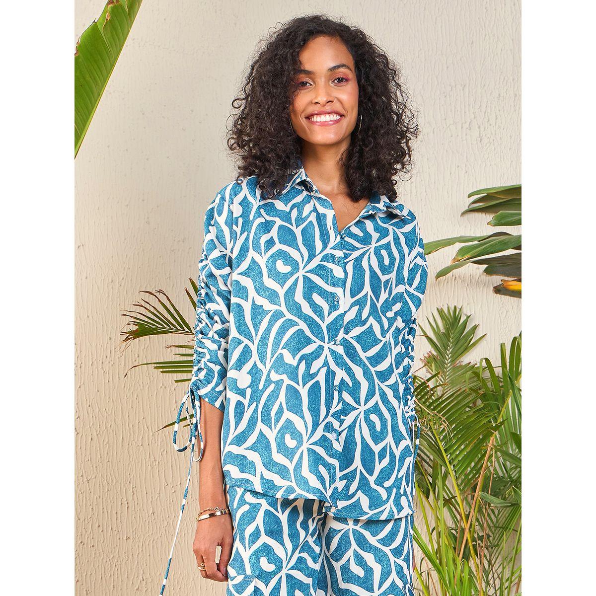 Sassafras X Styli  Abstract Print Shirt & Cargo Pants Co-Ords-women-clothing-coordsets-image-7