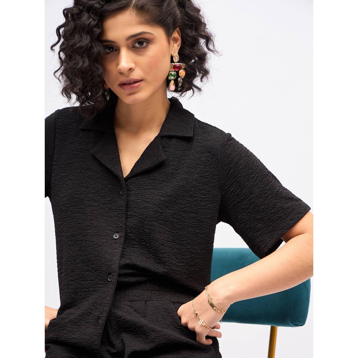 طقم منسق من بنطال بارجل واسعة مع بلوزة بتفاصيل بارزة الملمس ساسافراس × ستايلي-women-clothing-coordsets-image-4