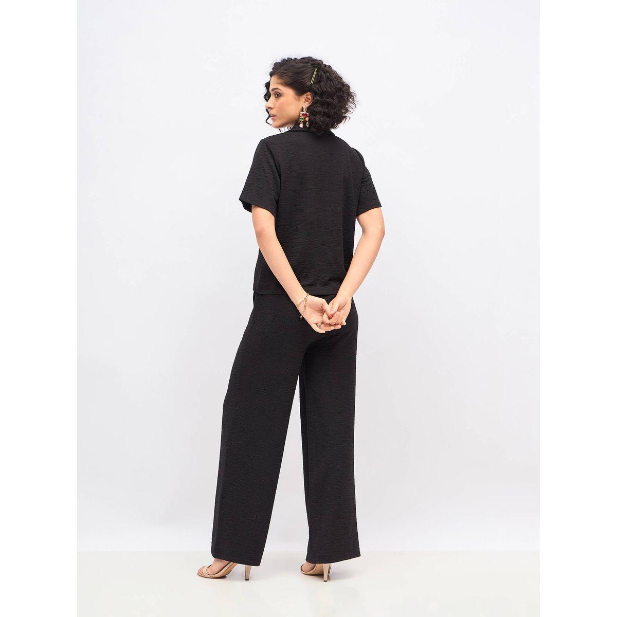 طقم منسق من بنطال بارجل واسعة مع بلوزة بتفاصيل بارزة الملمس ساسافراس × ستايلي-women-clothing-coordsets-image-6