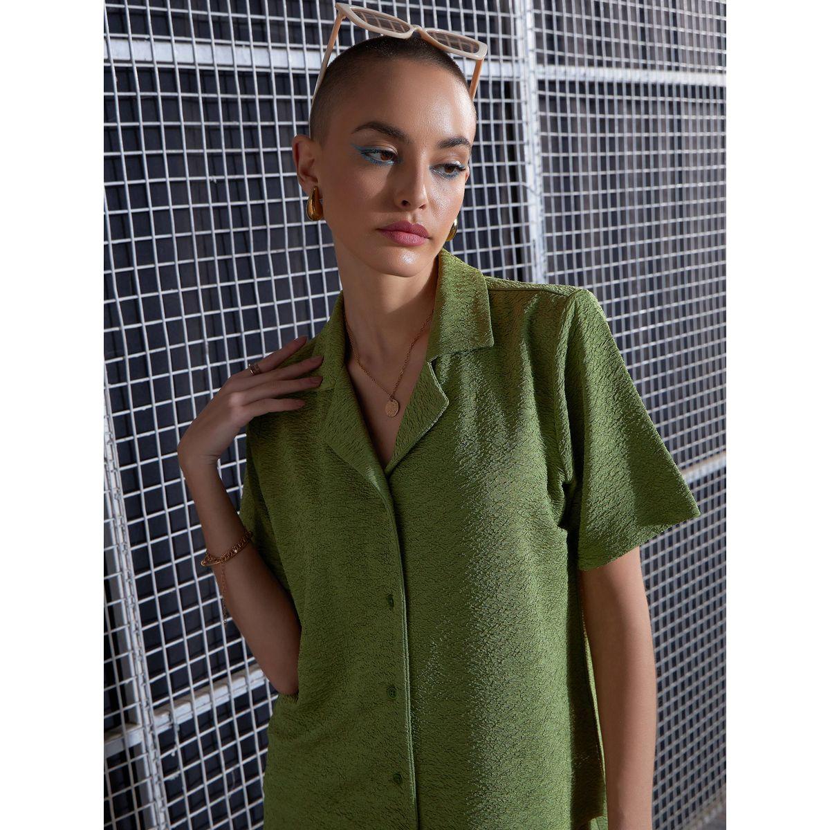 طقم منسق من بنطال بارجل واسعة مع بلوزة بتفاصيل بارزة الملمس ساسافراس × ستايلي-women-clothing-coordsets-image-4