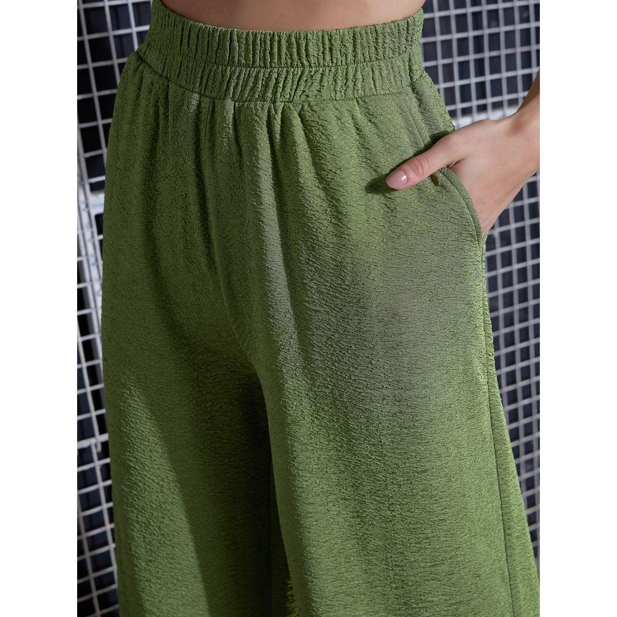 طقم منسق من بنطال بارجل واسعة مع بلوزة بتفاصيل بارزة الملمس ساسافراس × ستايلي-women-clothing-coordsets-image-5