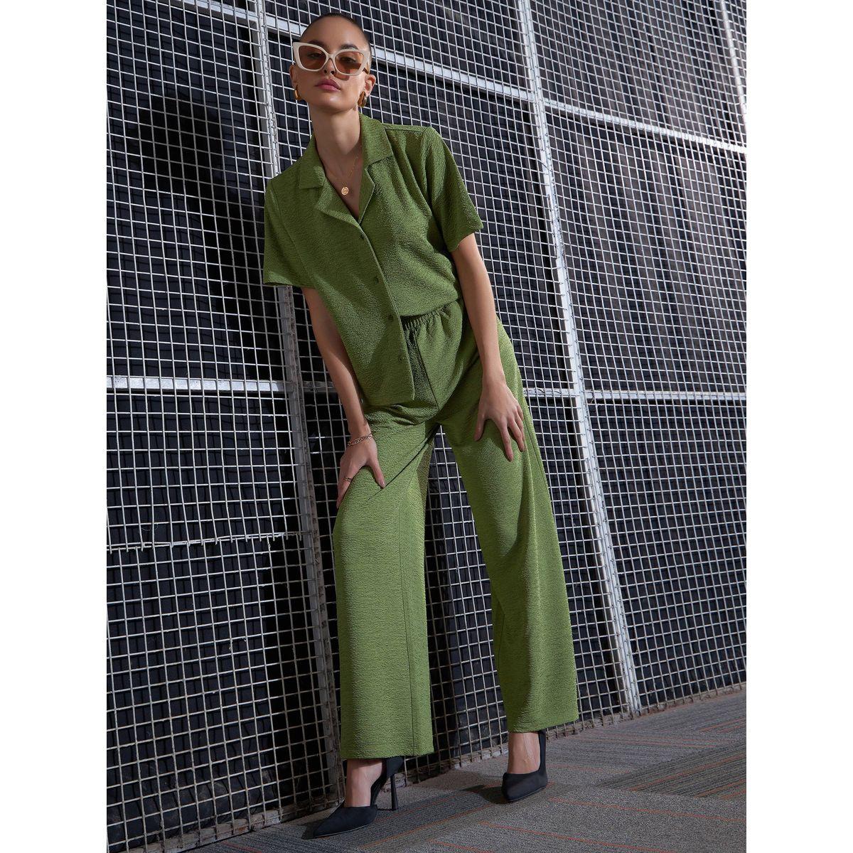 طقم منسق من بنطال بارجل واسعة مع بلوزة بتفاصيل بارزة الملمس ساسافراس × ستايلي-women-clothing-coordsets-image-8