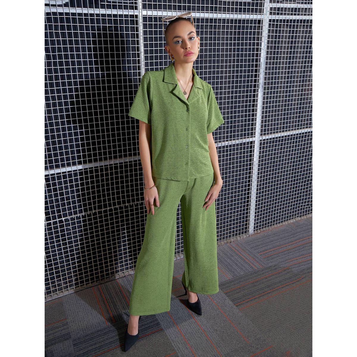 طقم منسق من بنطال بارجل واسعة مع بلوزة بتفاصيل بارزة الملمس ساسافراس × ستايلي-women-clothing-coordsets-image-9