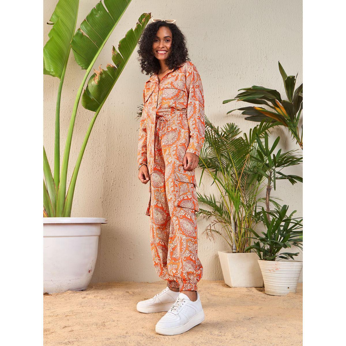 Sassafras X Styli  All Over Print Longline Shirt & Cargo Joggers Co-Ords-women-clothing-coordsets-image-1