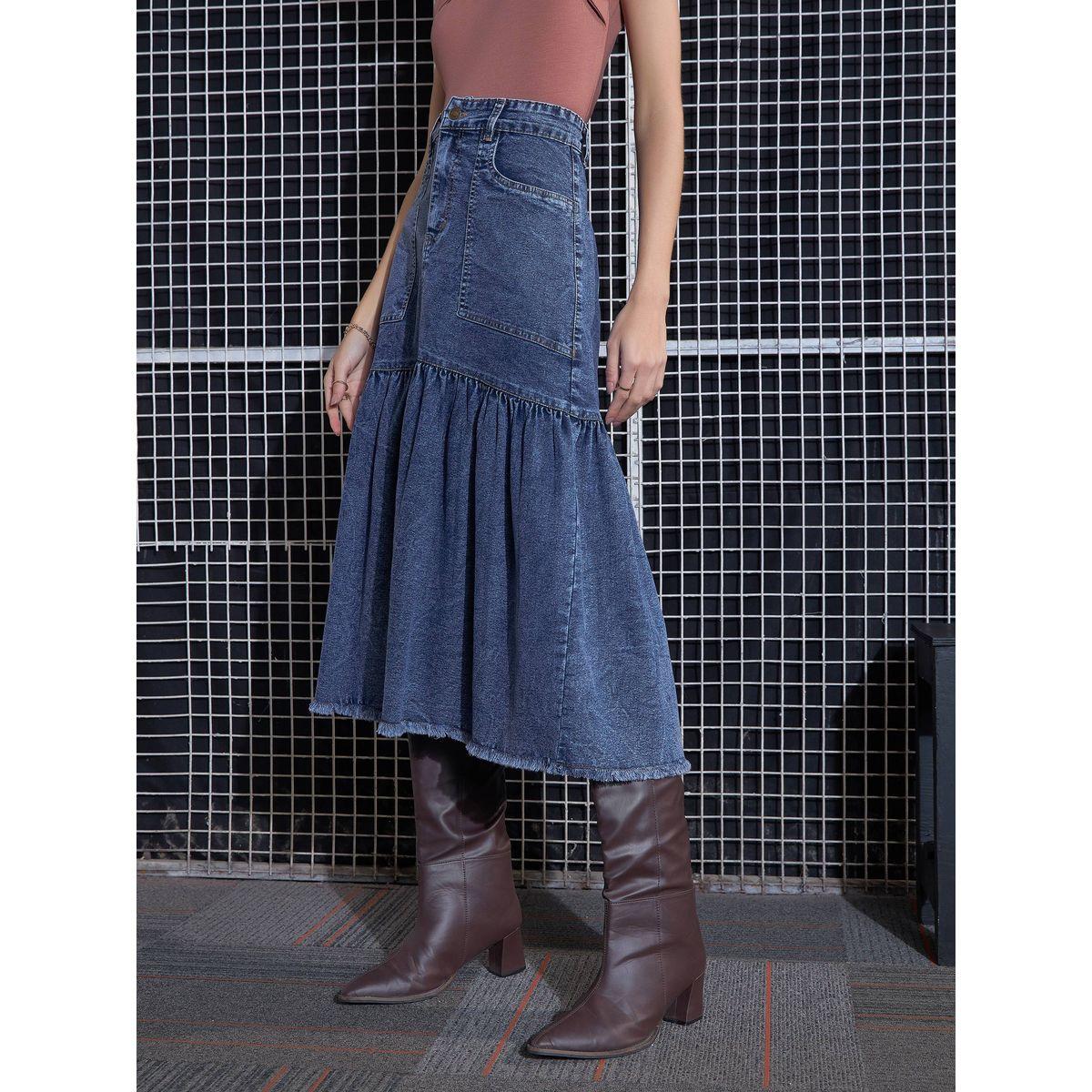Sassafras X Styli  Denim Flared Midi Skirt-women-clothing-bottoms-skirts-image-3