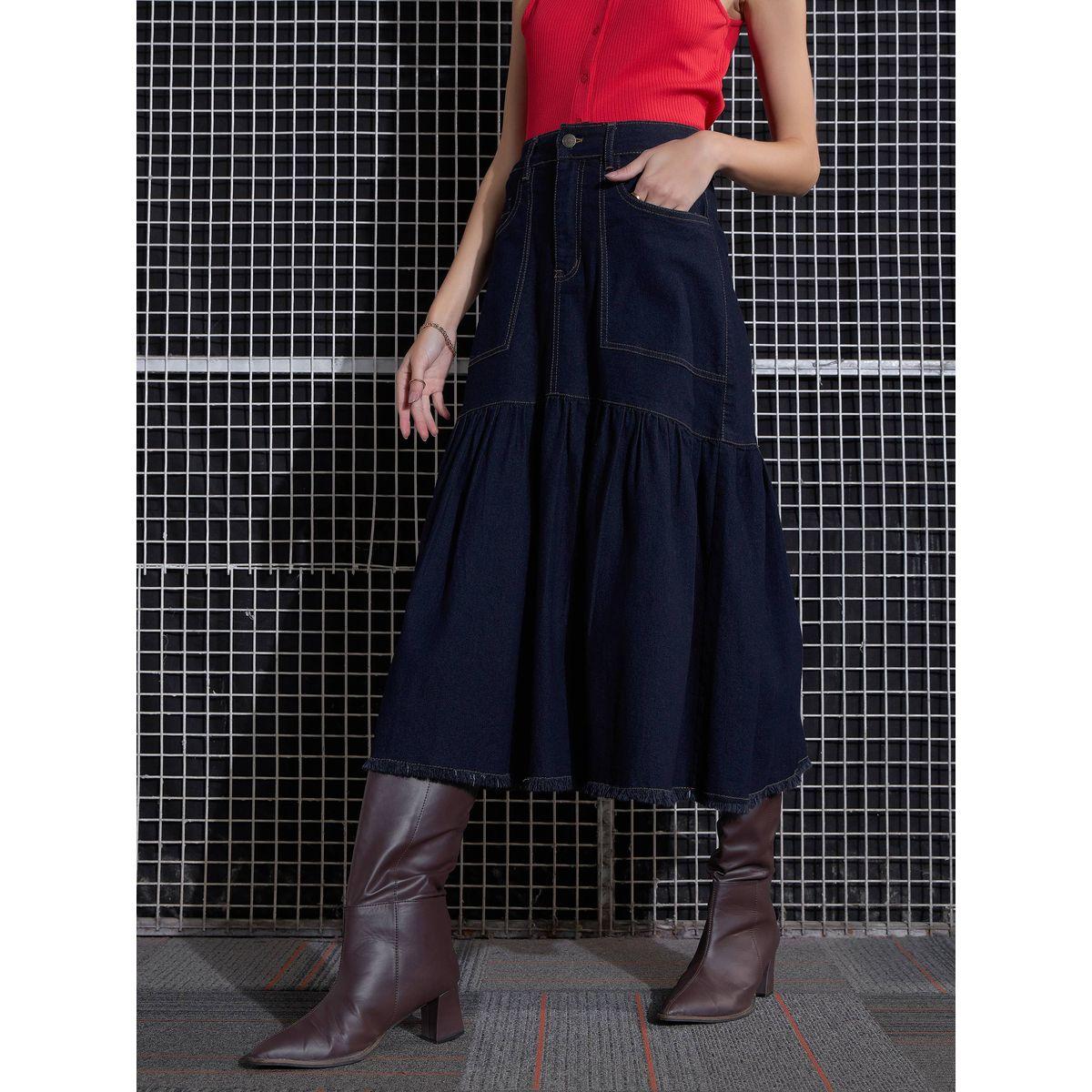 Sassafras X Styli  Denim Flared Midi Skirt-women-clothing-bottoms-skirts-image-3
