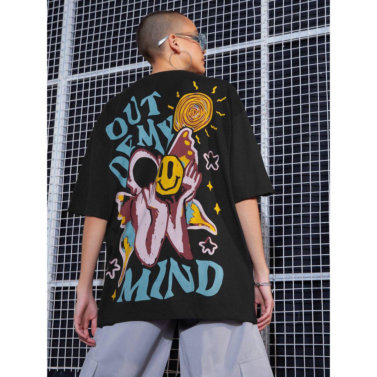 Sassafras X Styli  Oversized Out Of My Mind Graphic Drop Shoulder T-Shirt-women-clothing-tshirts-image-1