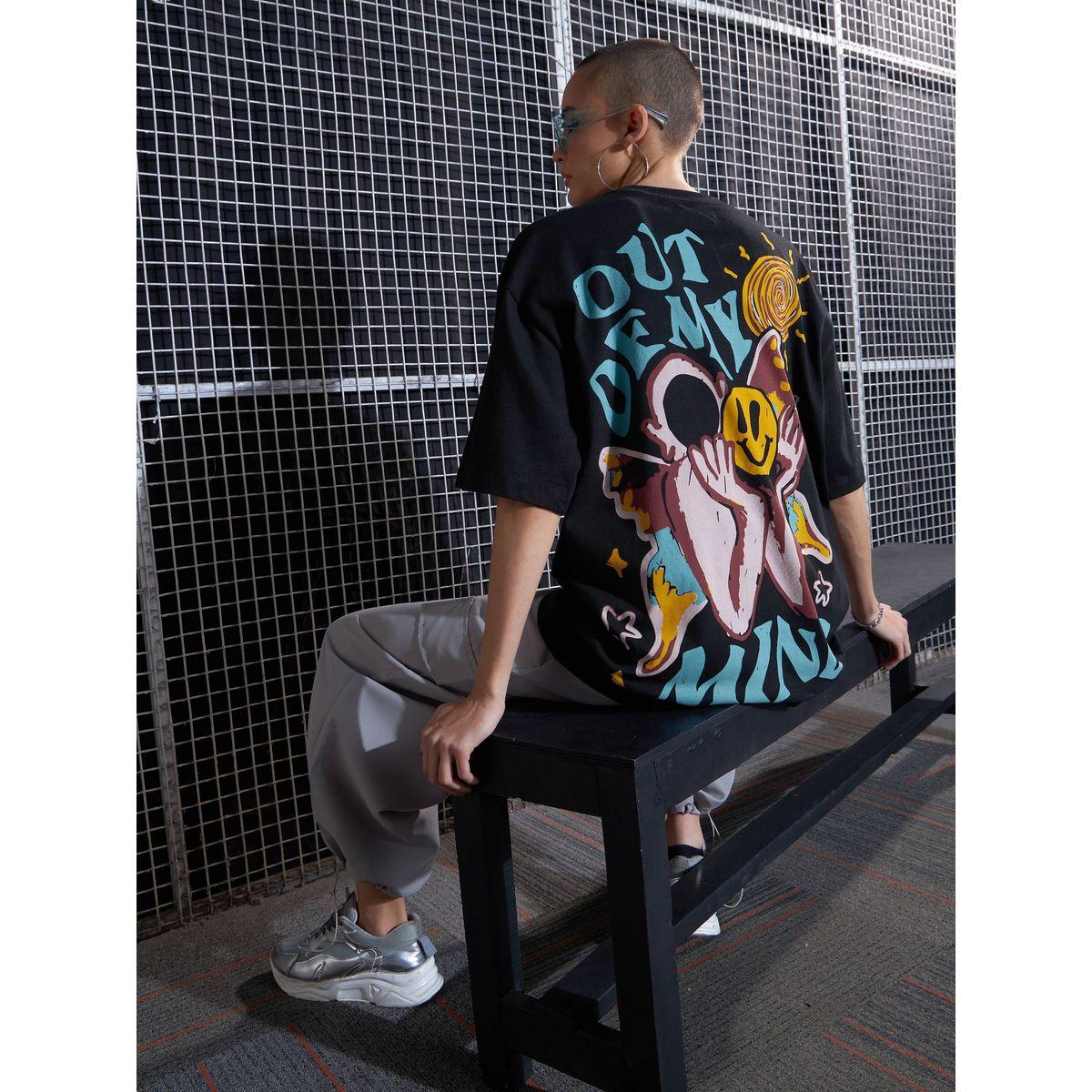 Sassafras X Styli  Oversized Out Of My Mind Graphic Drop Shoulder T-Shirt-women-clothing-tshirts-image-5