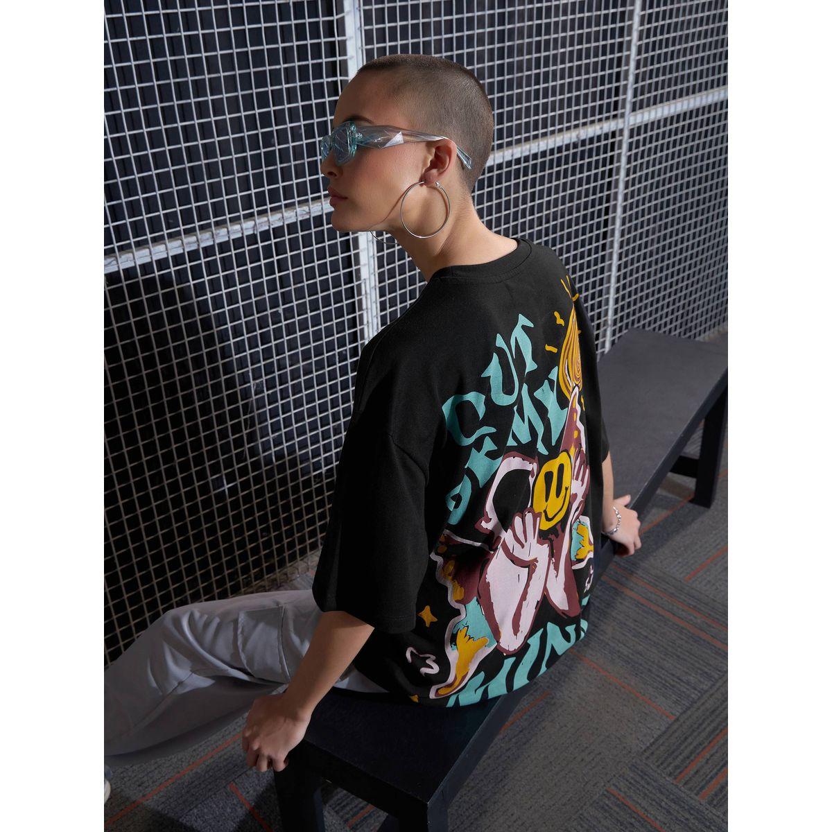 Sassafras X Styli  Oversized Out Of My Mind Graphic Drop Shoulder T-Shirt-women-clothing-tshirts-image-7