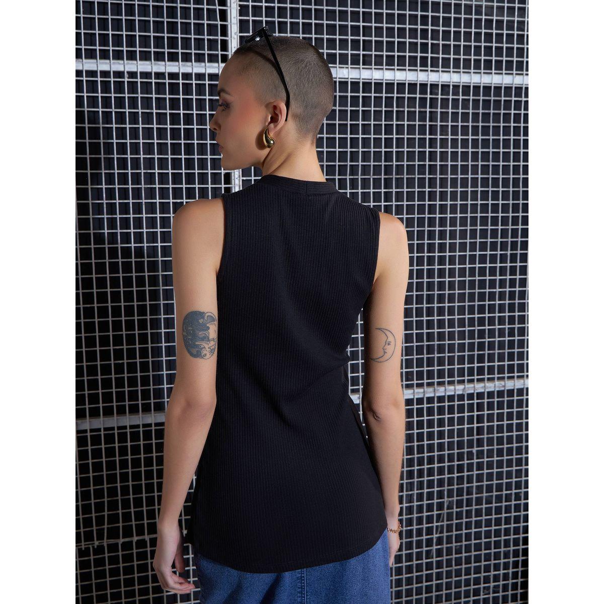 Sassafras X Styli  Rib Front Button Sleeveless Top-women-clothing-shirtsandblouses-blouses-image-5