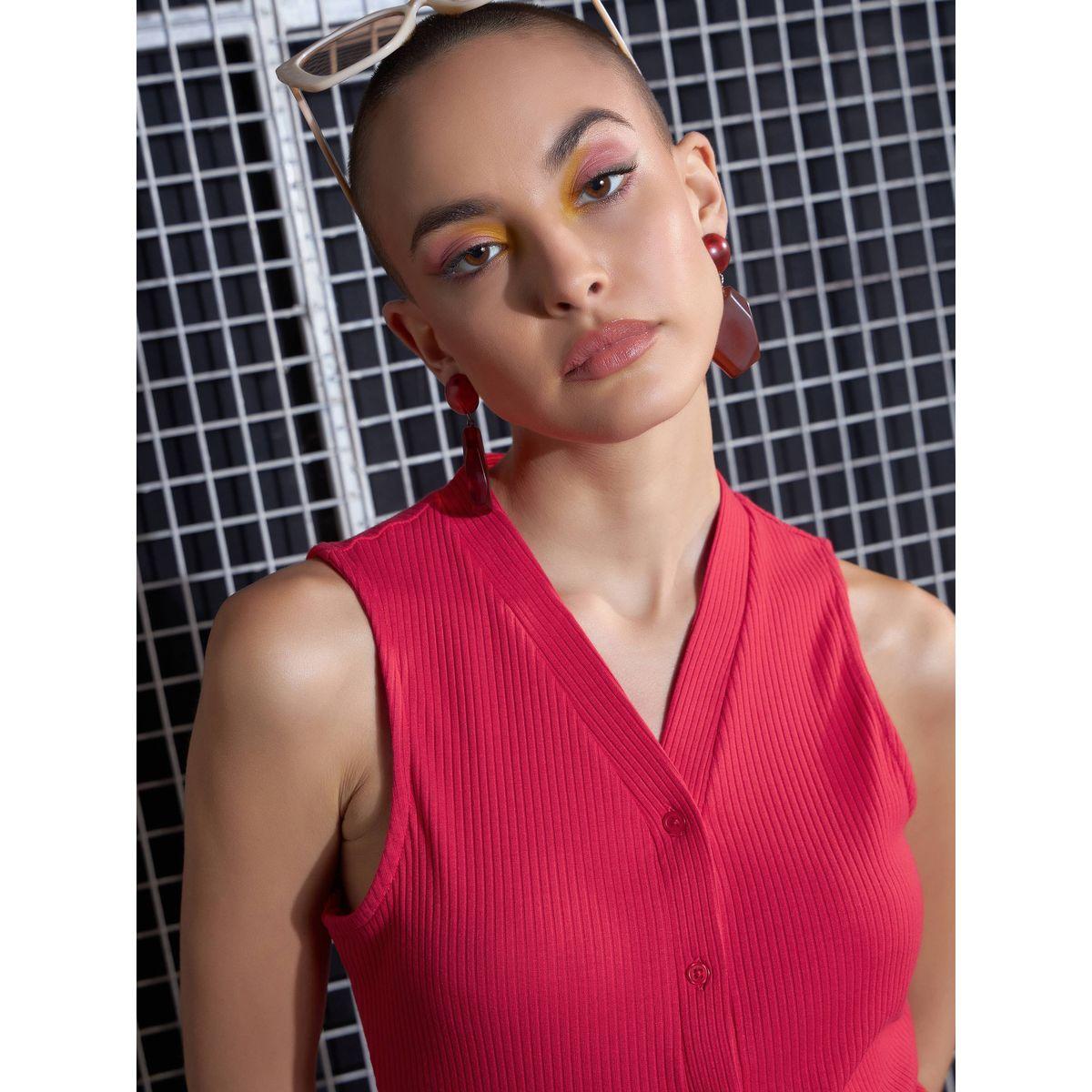 Sassafras X Styli  Rib Front Button Sleeveless Top-women-clothing-shirtsandblouses-blouses-image-4