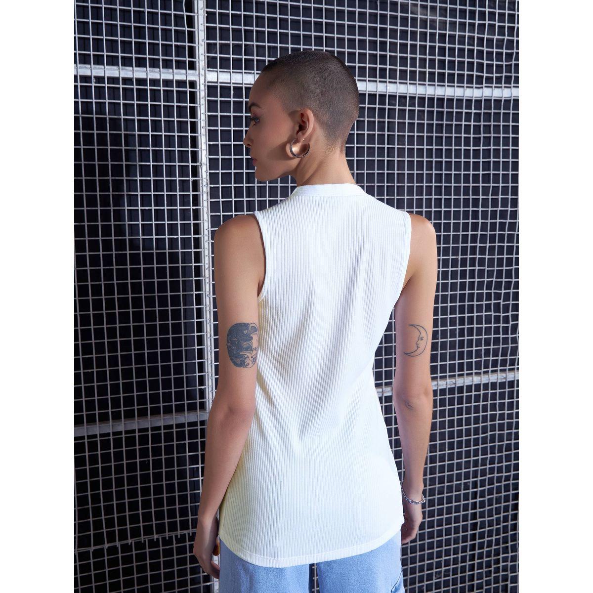 Sassafras X Styli  Rib Front Button Sleeveless Top-women-clothing-shirtsandblouses-blouses-image-5