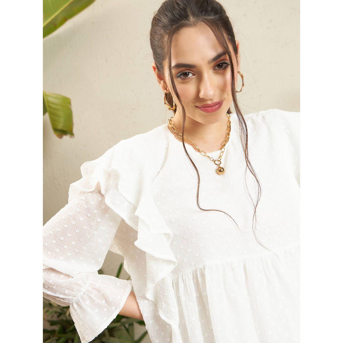 بلوزة بيبلوم بخيوط دوبي وتفاصيل كشكش ساسافراس × ستايلي-women-clothing-shirtsandblouses-blouses-image-4