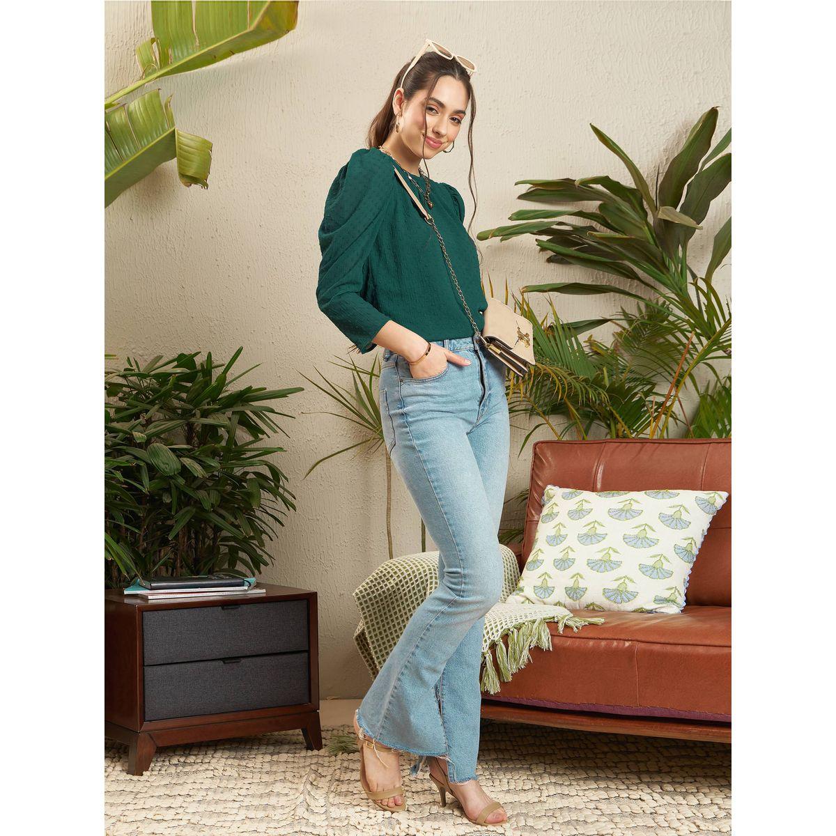 Sassafras X Styli  Dobby Puff Sleeves Regular Top-women-clothing-shirtsandblouses-blouses-image-2
