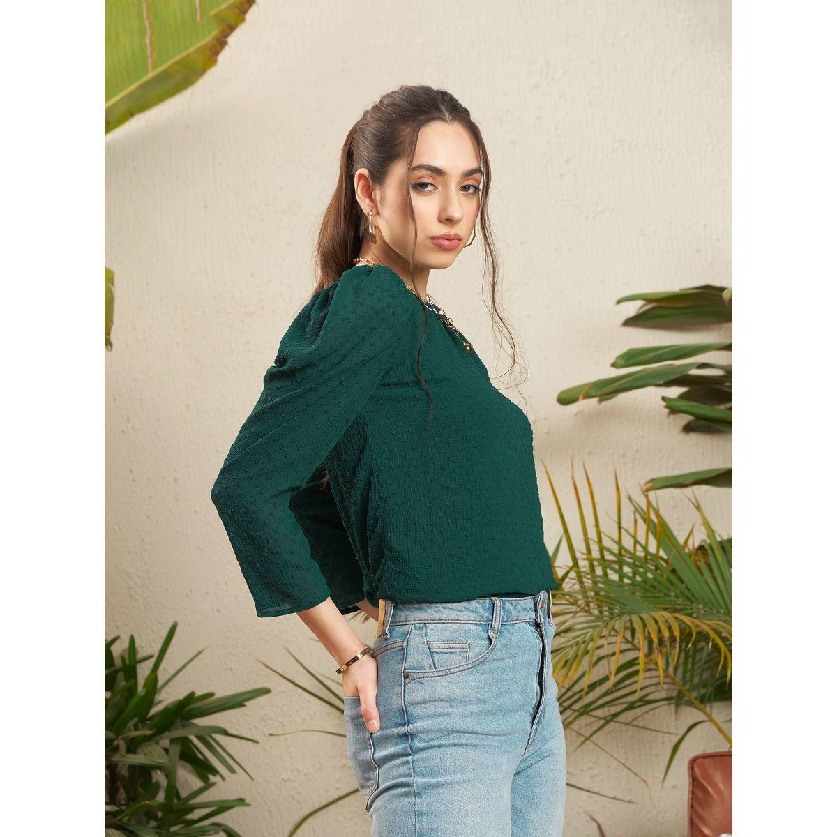 Sassafras X Styli  Dobby Puff Sleeves Regular Top-women-clothing-shirtsandblouses-blouses-image-3