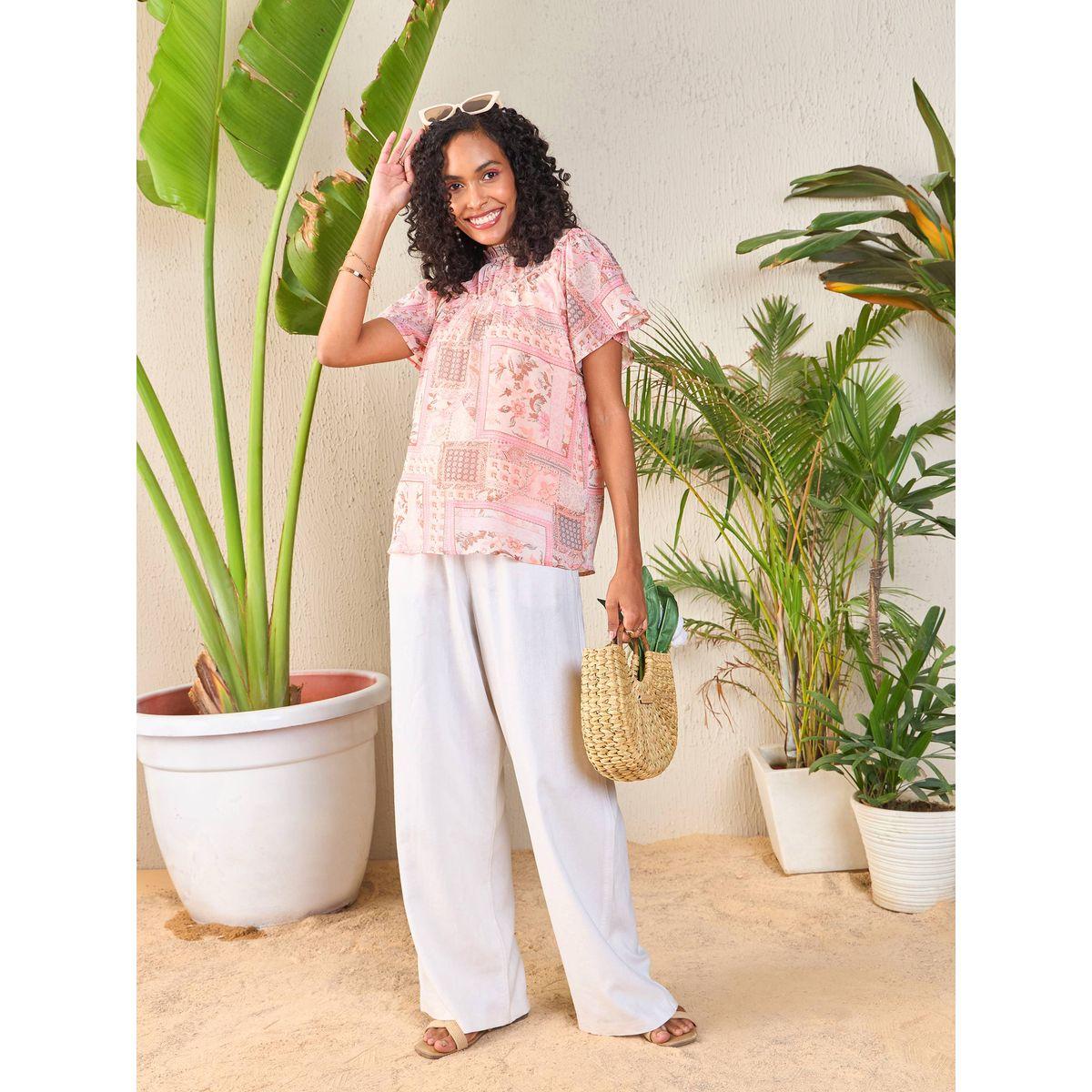 Sassafras X Styli  Patchwork Print Frill Neck Top-women-clothing-shirtsandblouses-blouses-image-6
